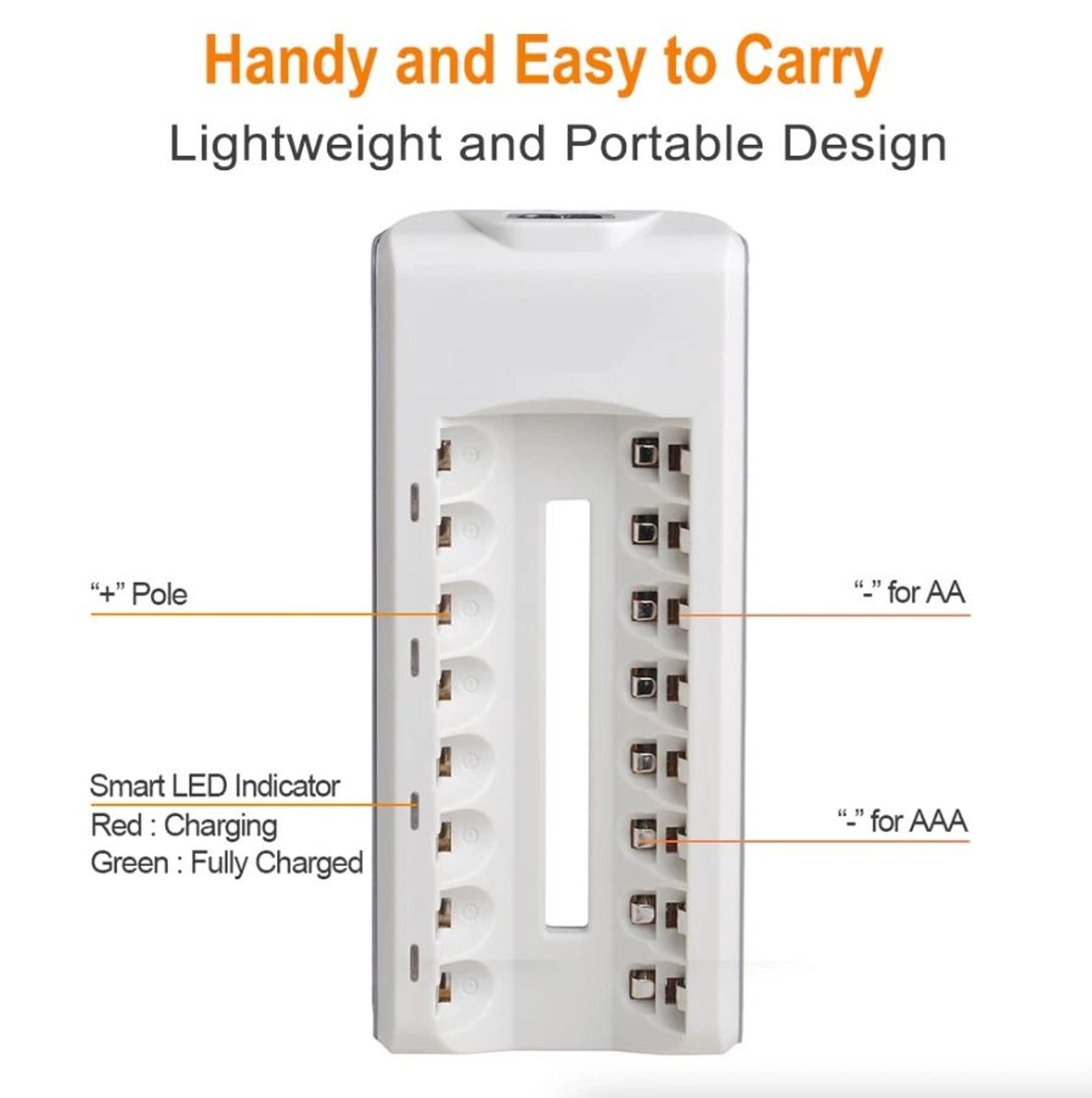 Rechargeable Battery Charger With 8 Slots Fast Charge 2