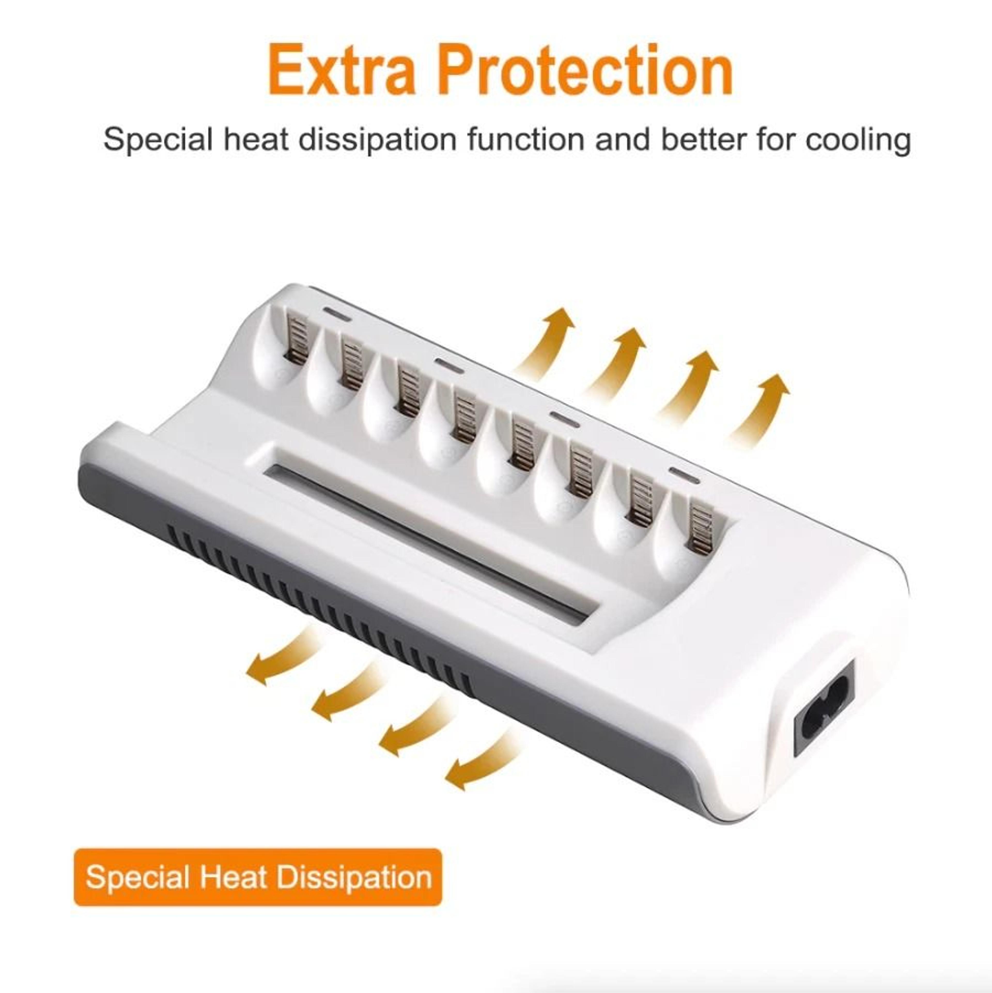 Rechargeable Battery Charger With 8 Slots Fast Charge 3