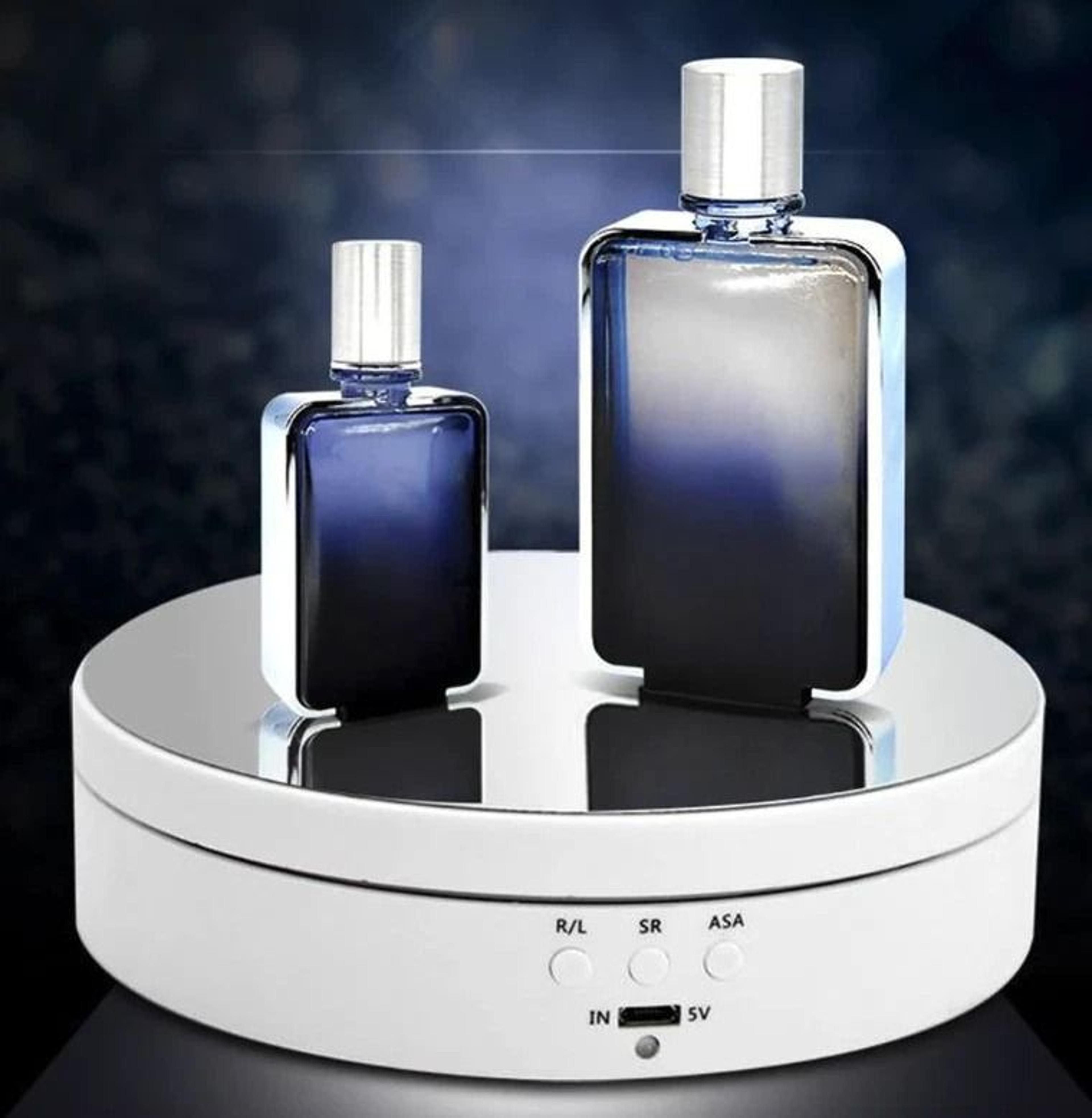 motorized rotating display stand for jewelry, watches, and collectibles adjustable speed & angle for photography