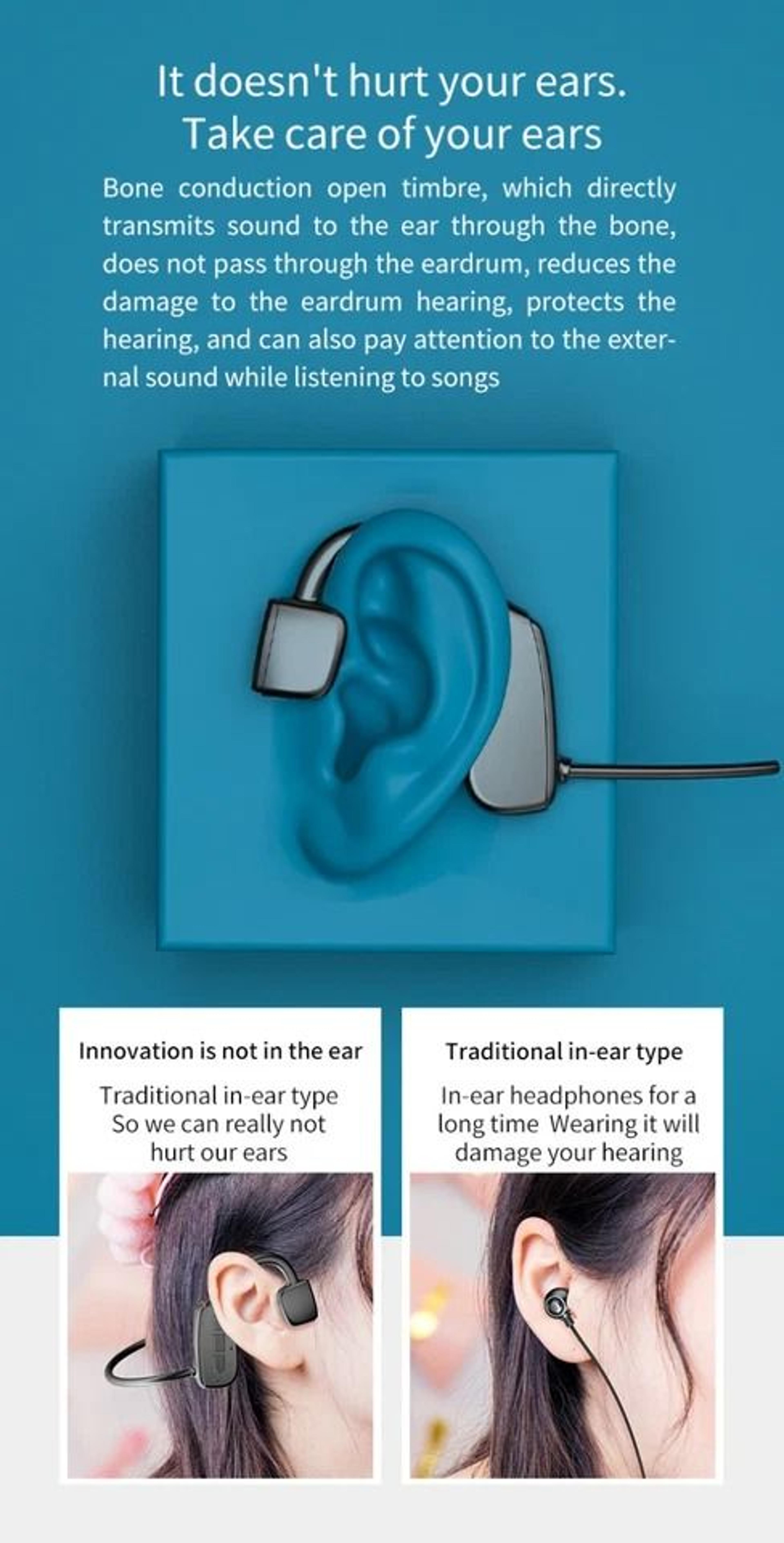 Bone Conduction Headphones Bluetooth Wireless Headset For Outdoor Sports Waterproof Ergonomic Earbu 7