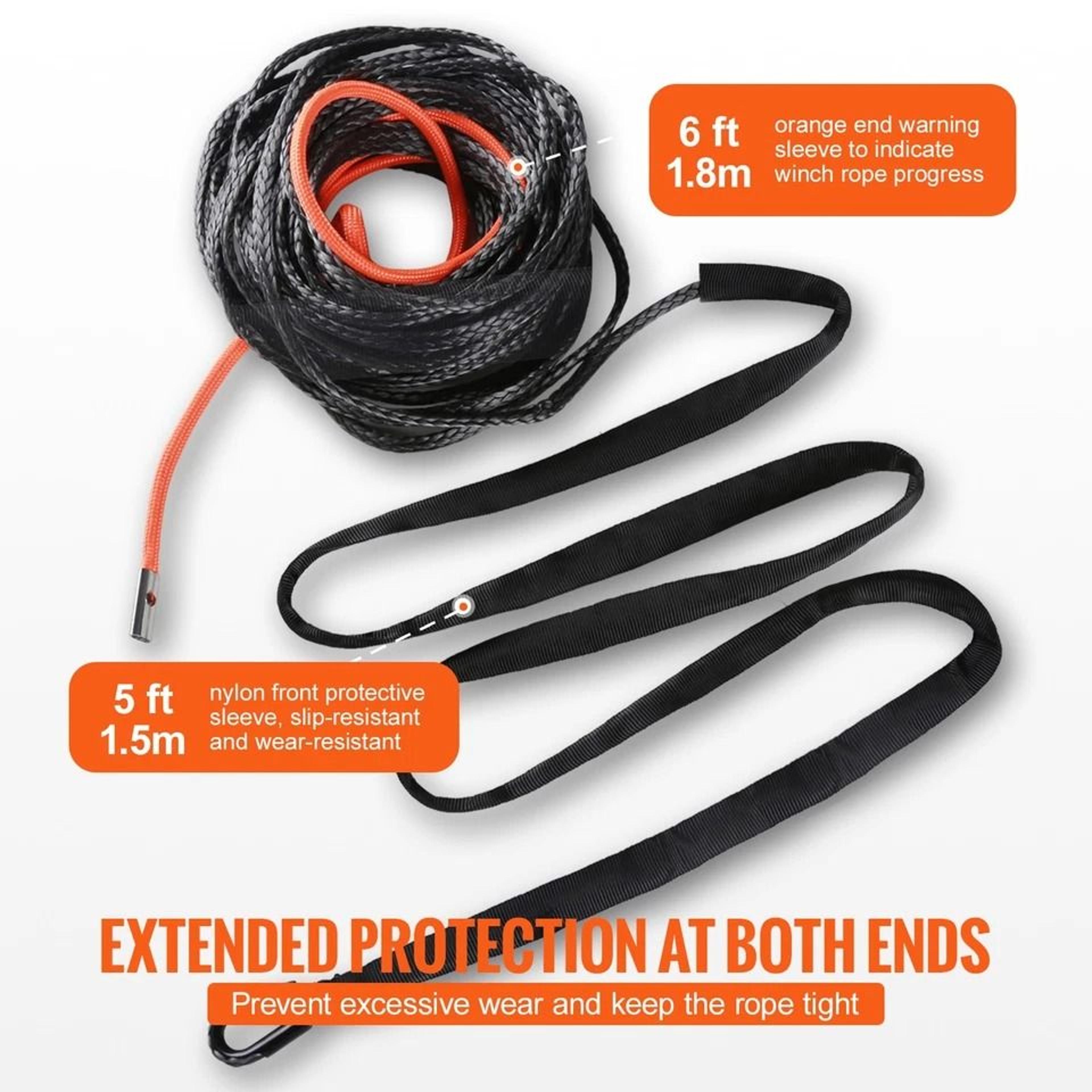 Heavy Duty Synthetic Winch Rope Recovery Line For SUV Truck ATV With Protective Sleeve 4