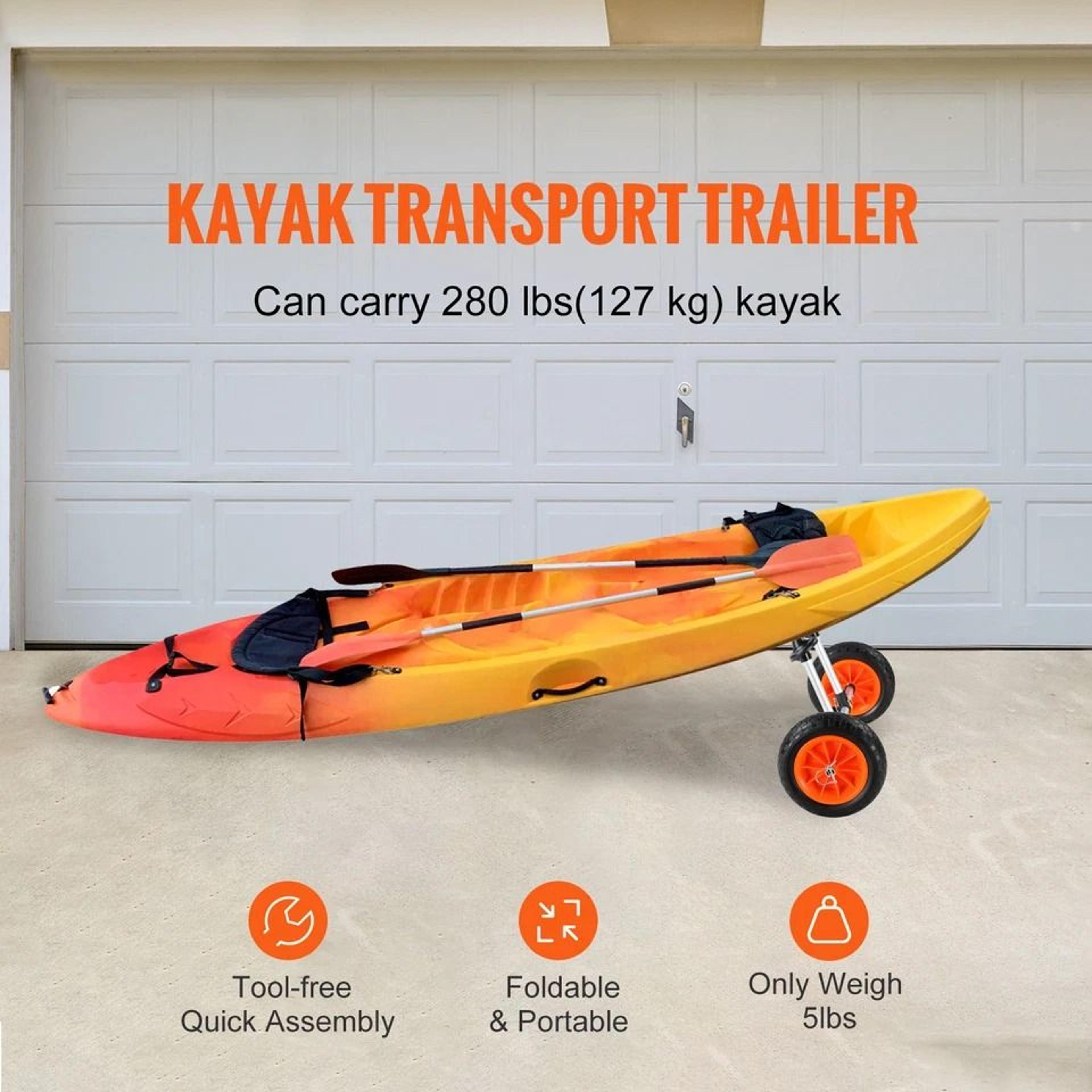 Adjustable Kayak Cart With Solid Tires For Canoe  Boat Carrier 7