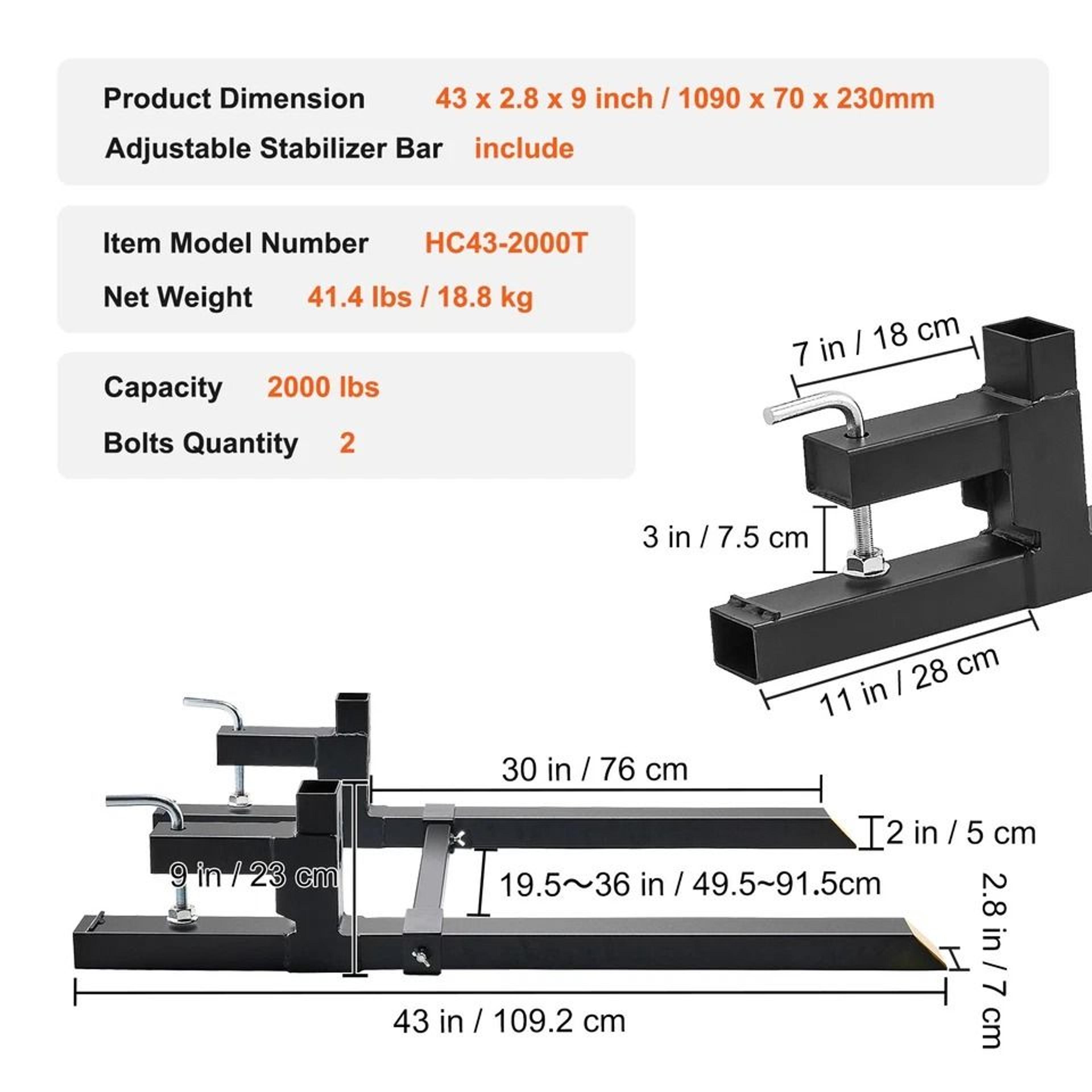 Adjustable Clamp On Pallet Forks For Tractor Perfect For Heavy Duty Lifting And Transporting 3