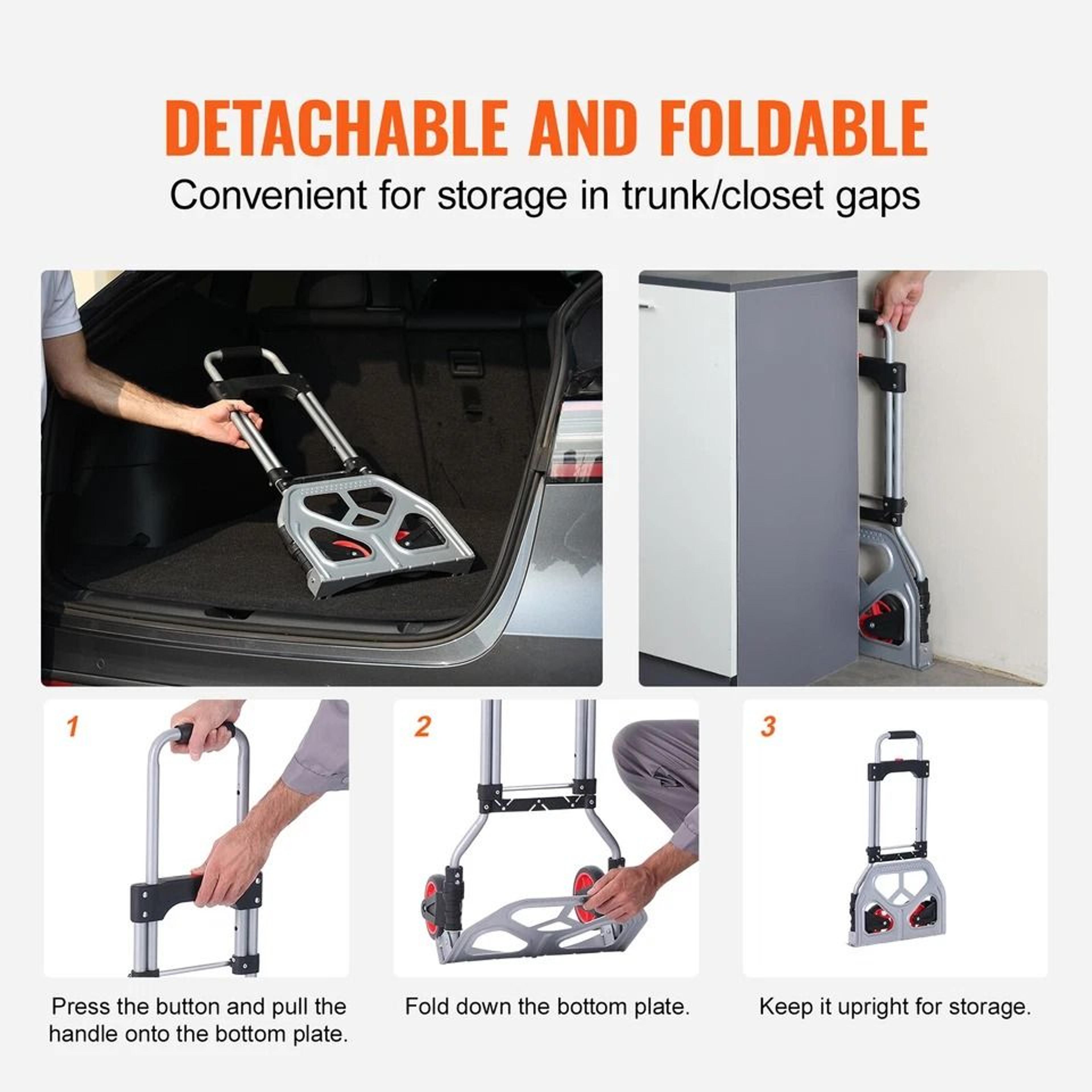 Folding Hand Truck Aluminum Trolley Cart Dolly With Bungee Cord 5