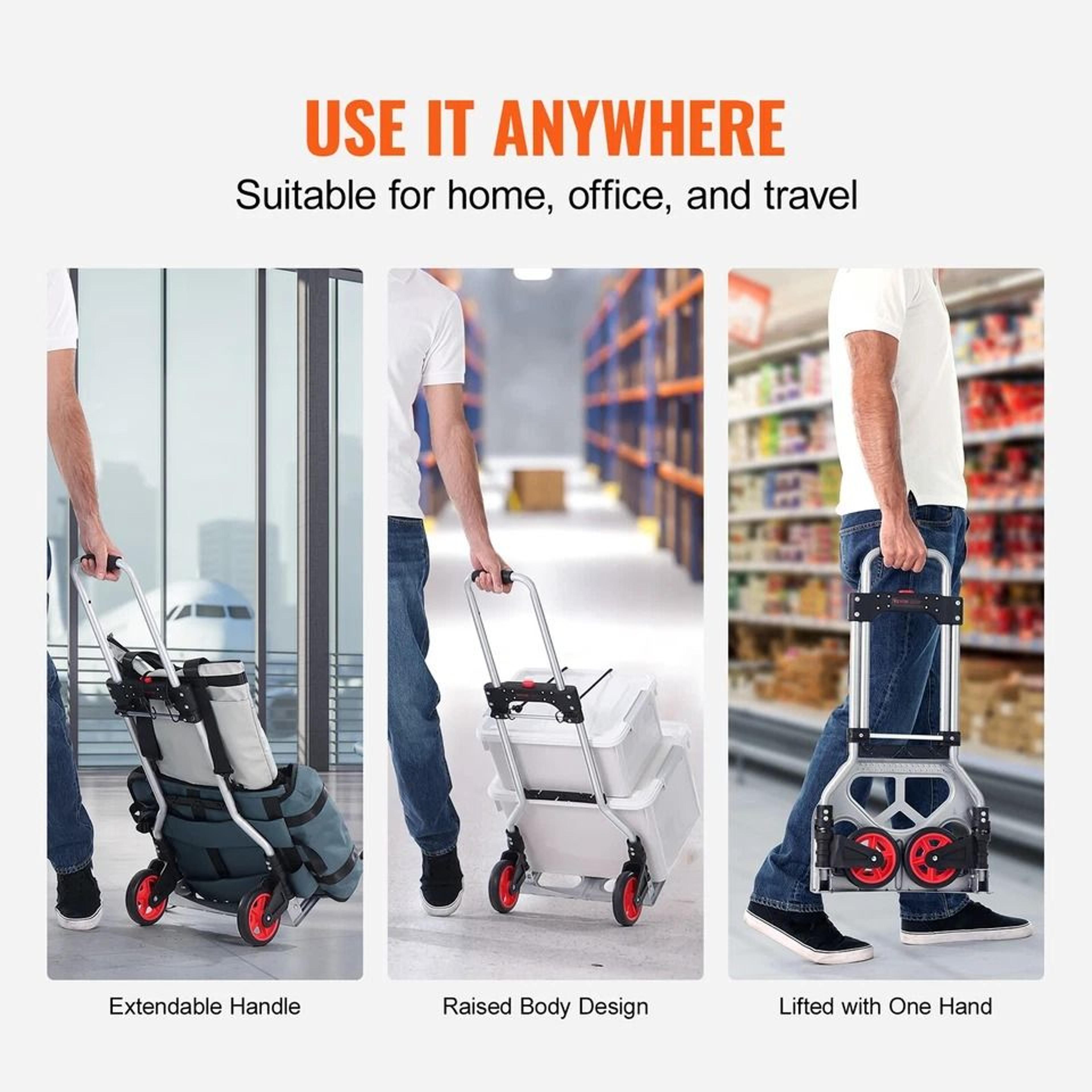 Folding Hand Truck Aluminum Trolley Cart Dolly With Bungee Cord 6