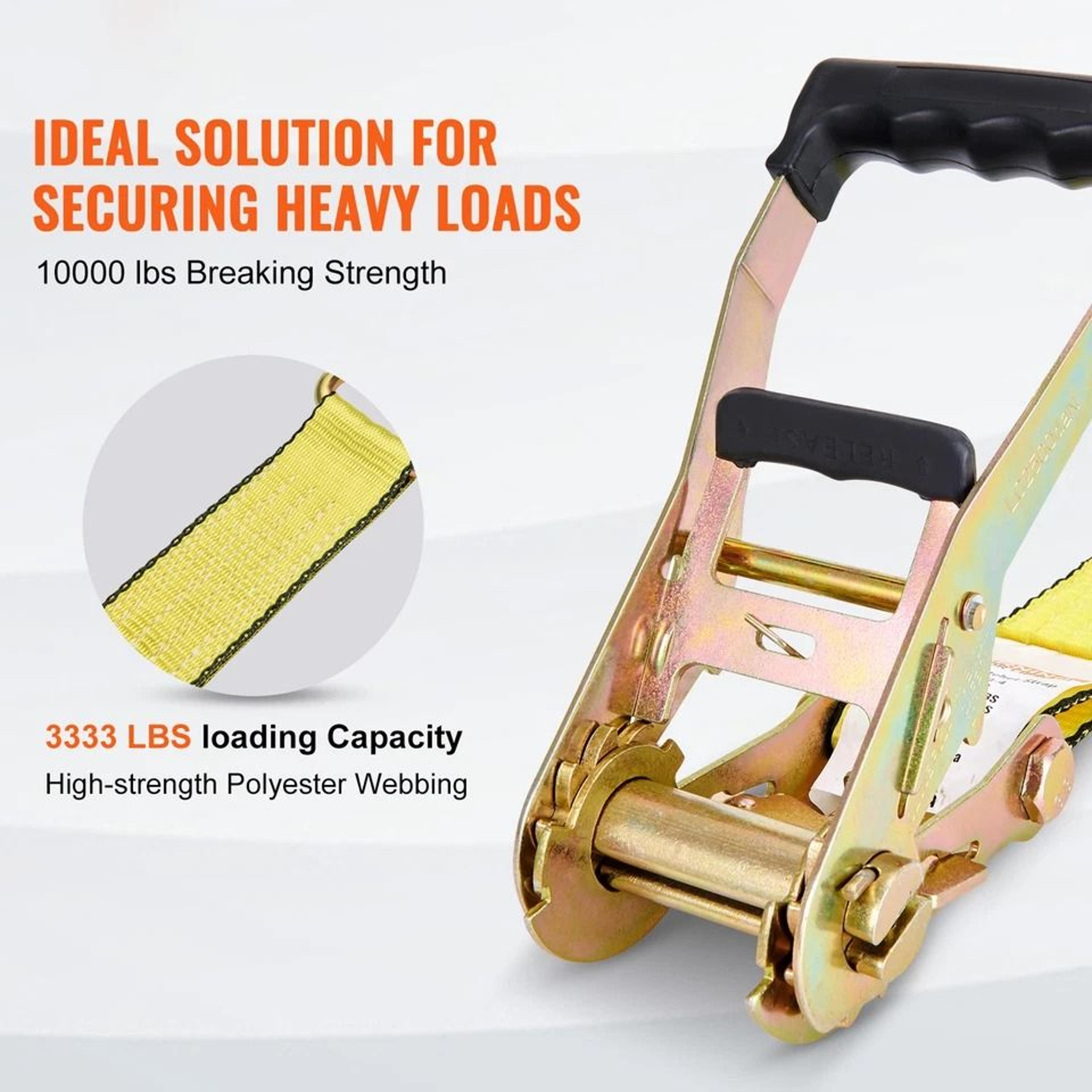 Heavy Duty Ratchet Tie Down Straps Double J Hooks For Secure Cargo Strapping 7