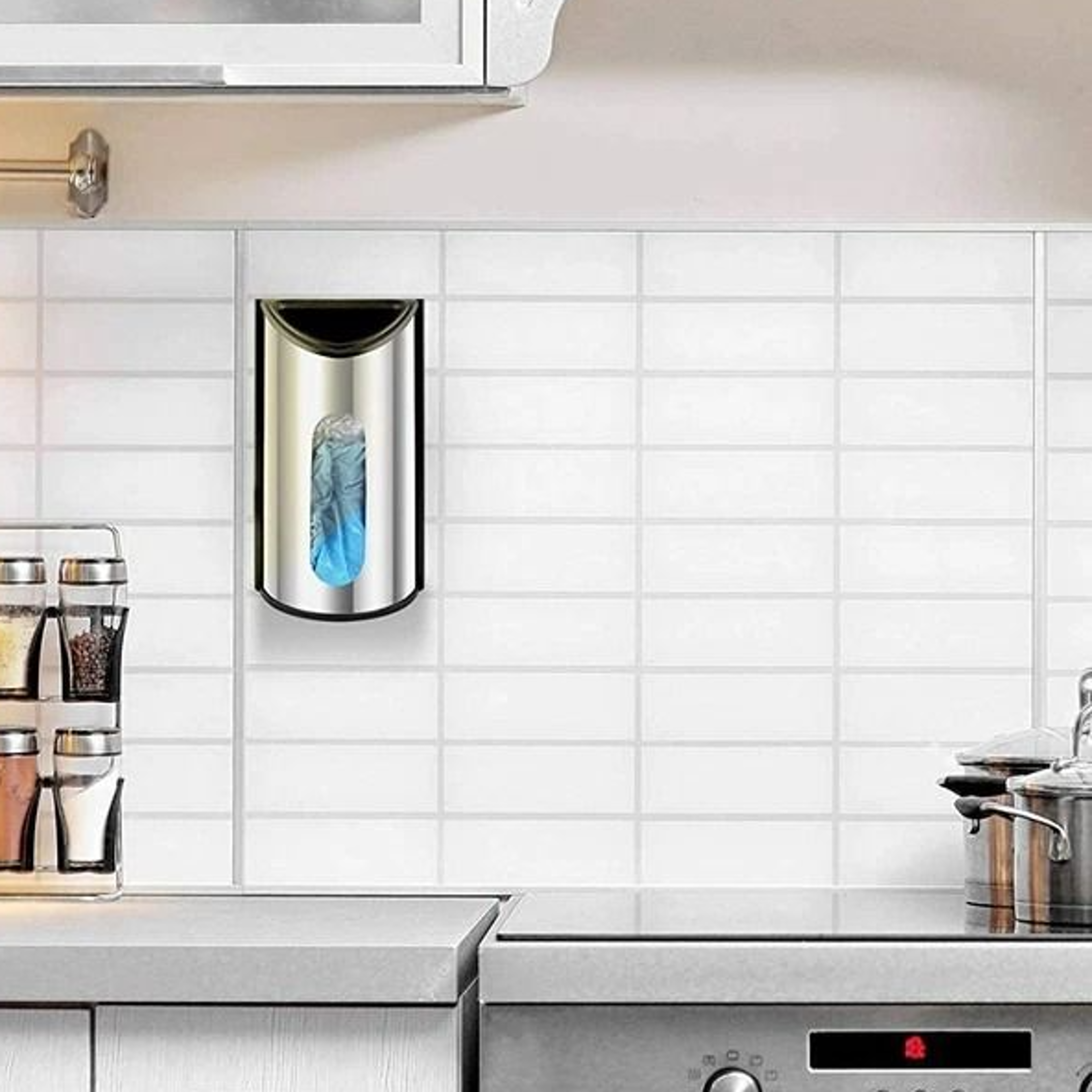 stainless steel grocery plastic bag holder & dispenser eco-friendly wall mounted kitchen organizer