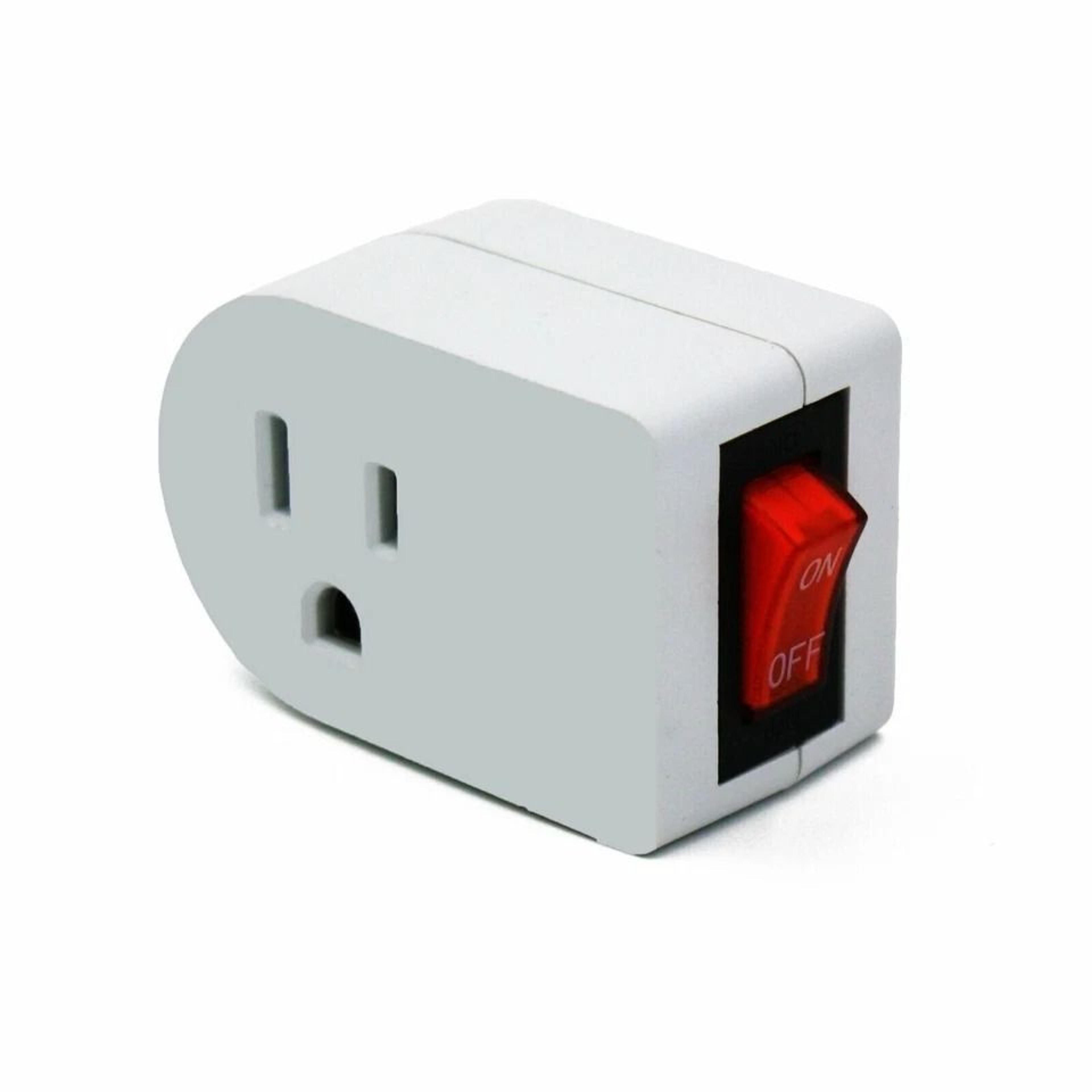 grounded ac power wall tap outlet with on/off switch button