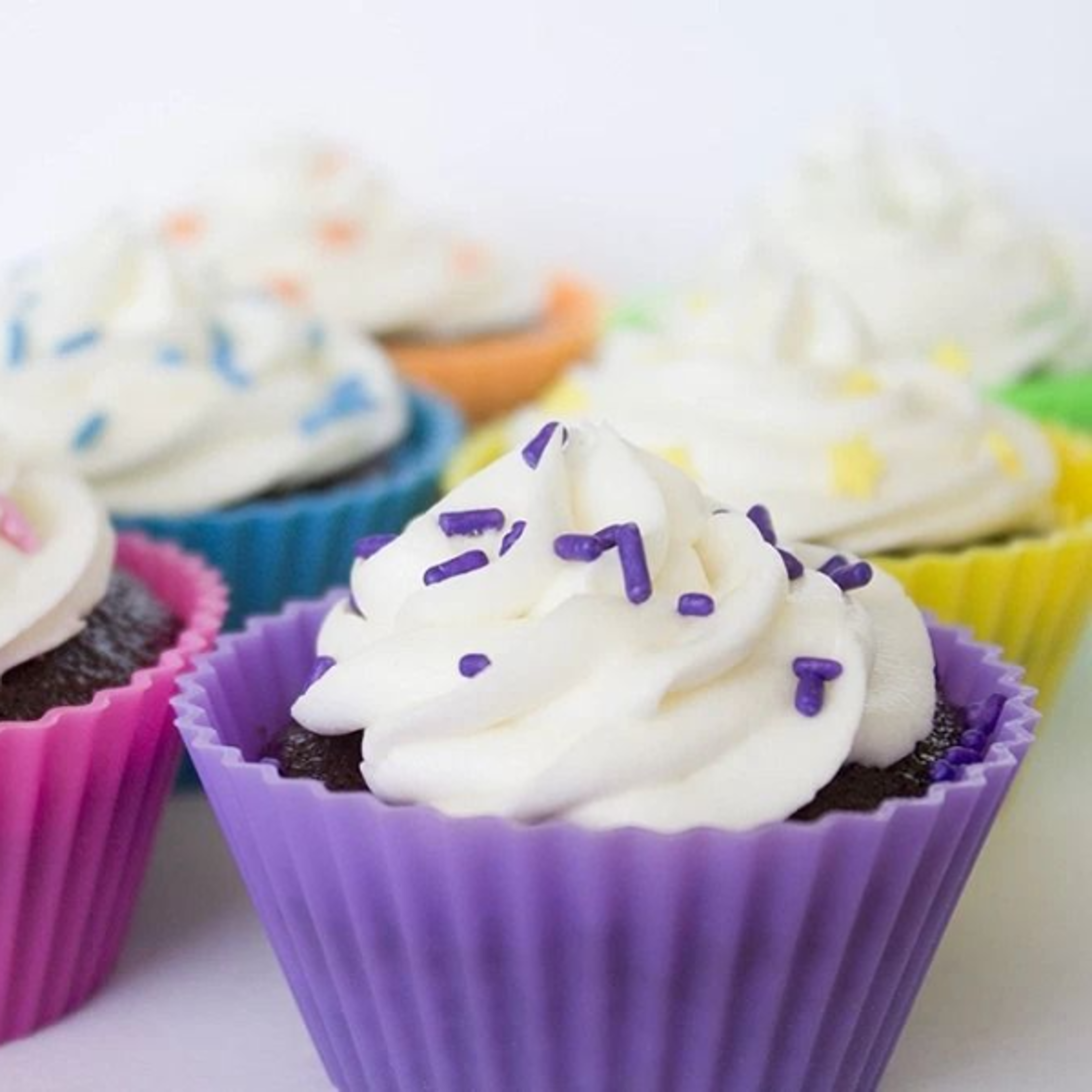 reusable silicone cupcake liners non stick baking cups & chocolate candy molds for muffins, cupcakes
