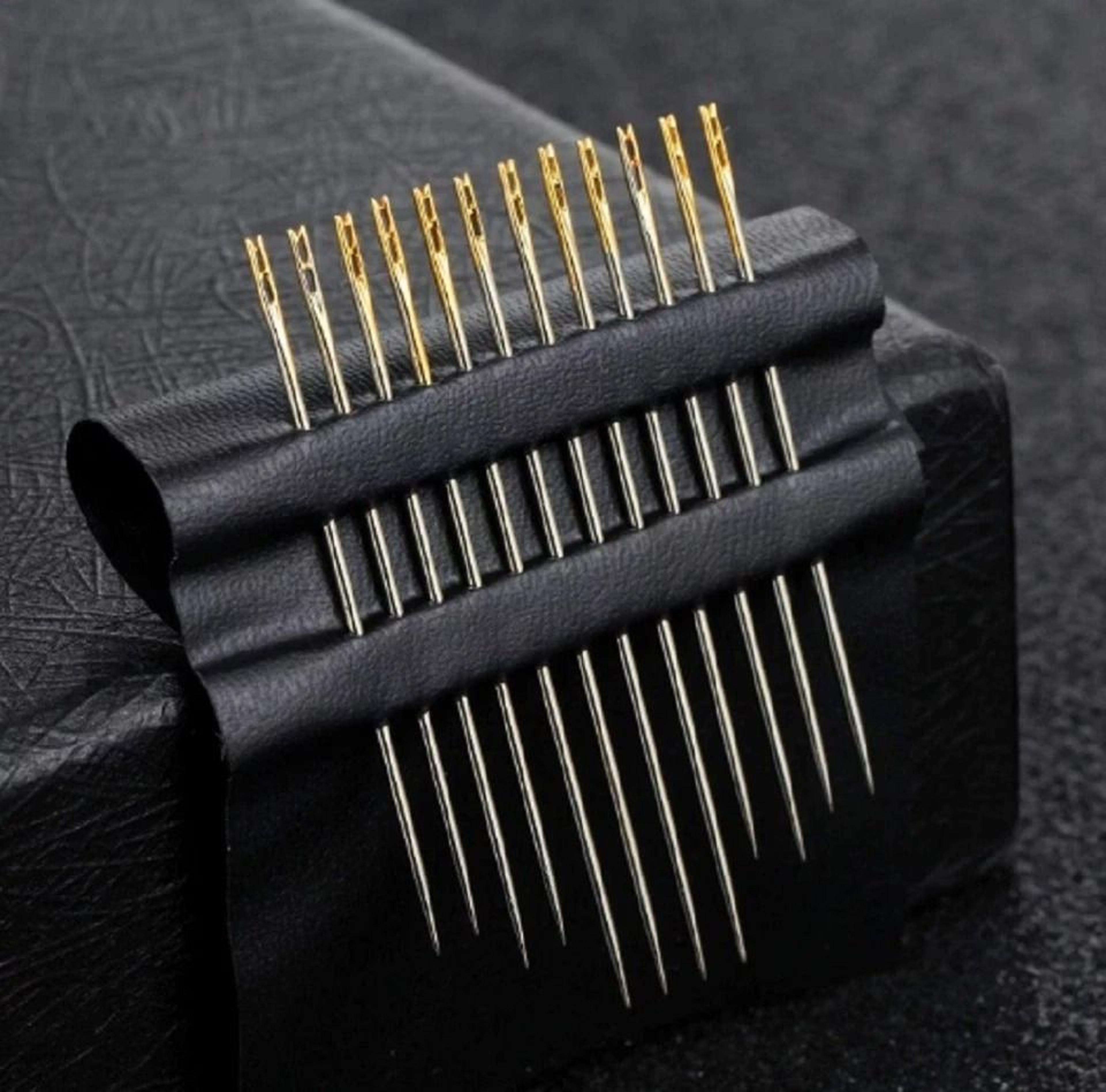 self threading sewing needles stainless steel darning needles storage case