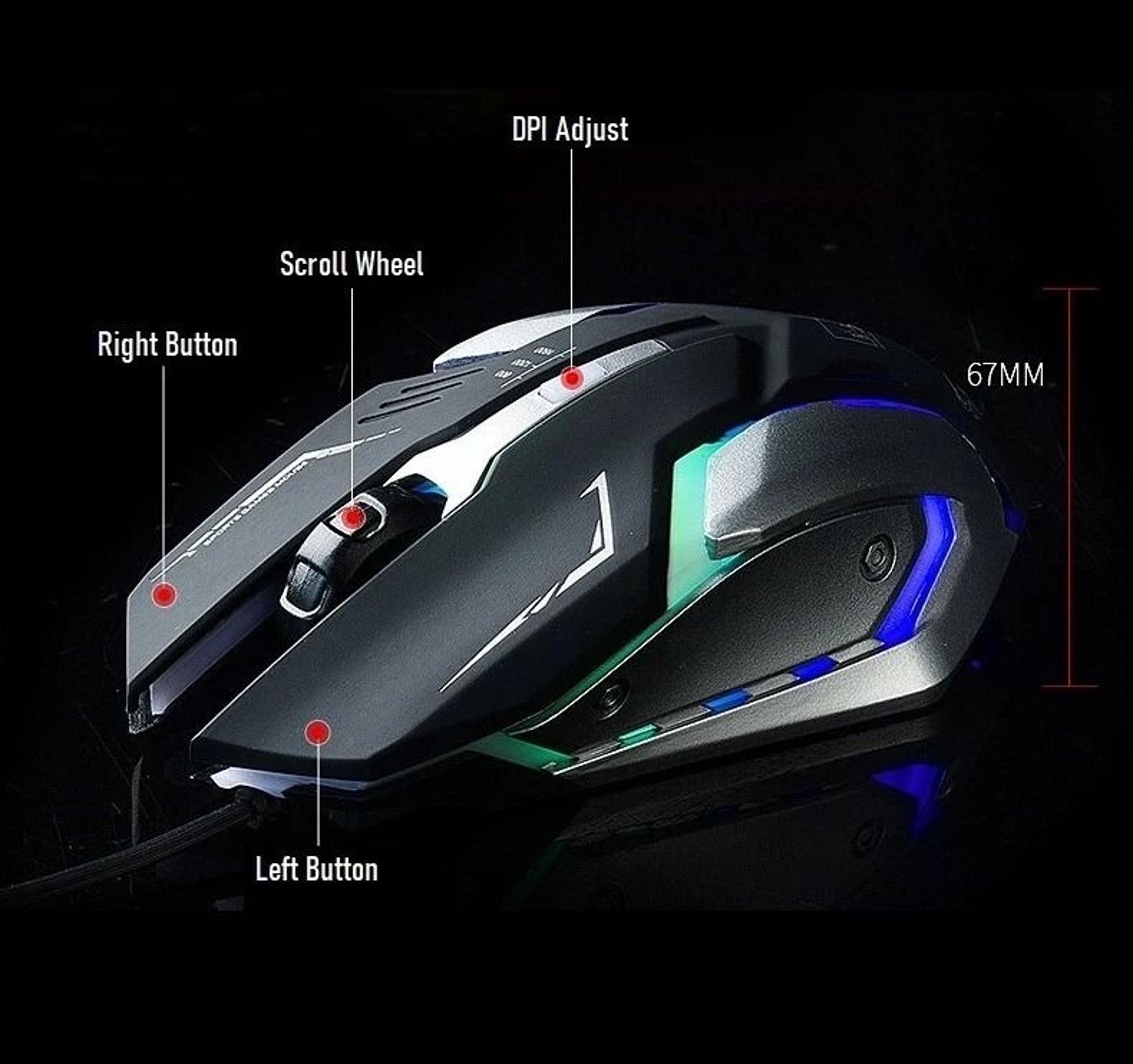 Gaming Mouse LED Breathing Fire Silent USB Wired For Laptop And PC 5