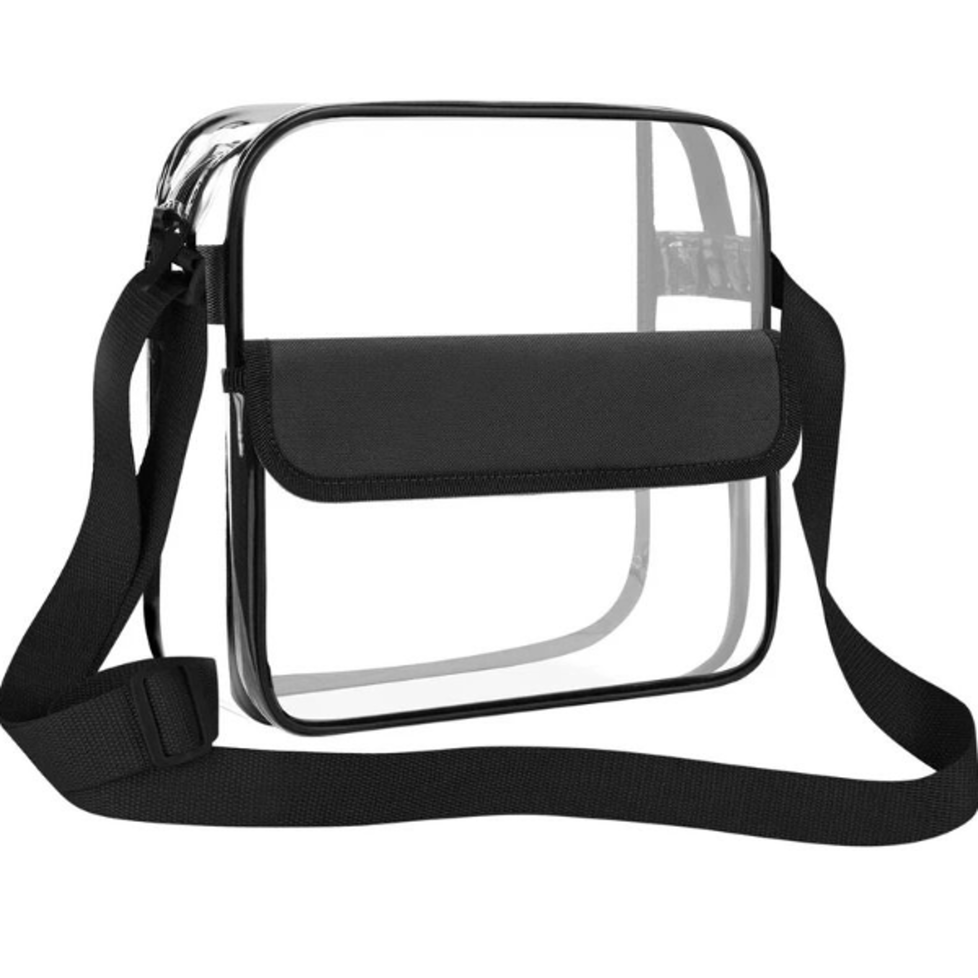 clear plastic tote bag transparent handbag with zip purse, stadium approved crossbody