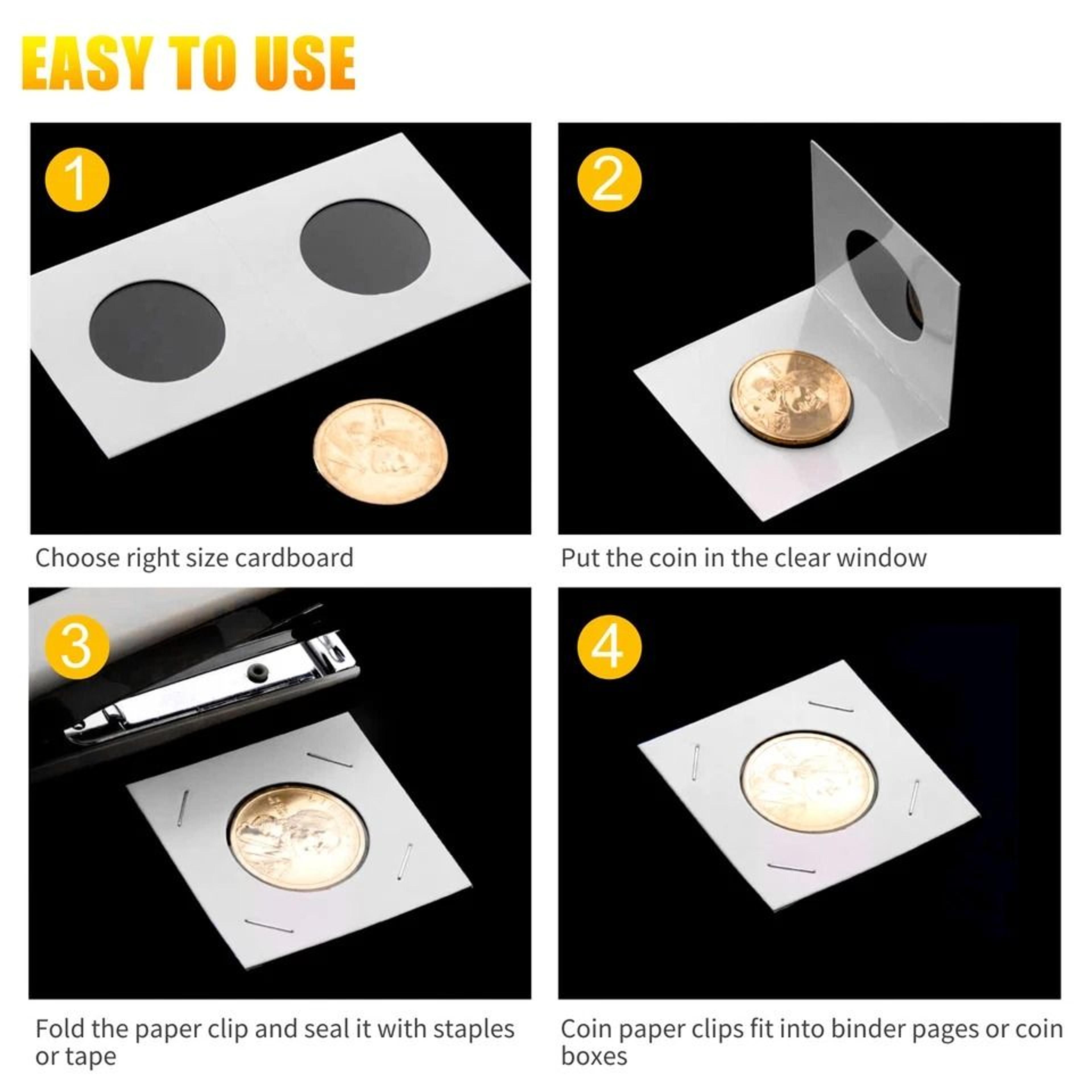 Coin Holder Paper Flips For Coin Collecting Dust Free Clear Mylar Windows Cardboard Coin Storage 1