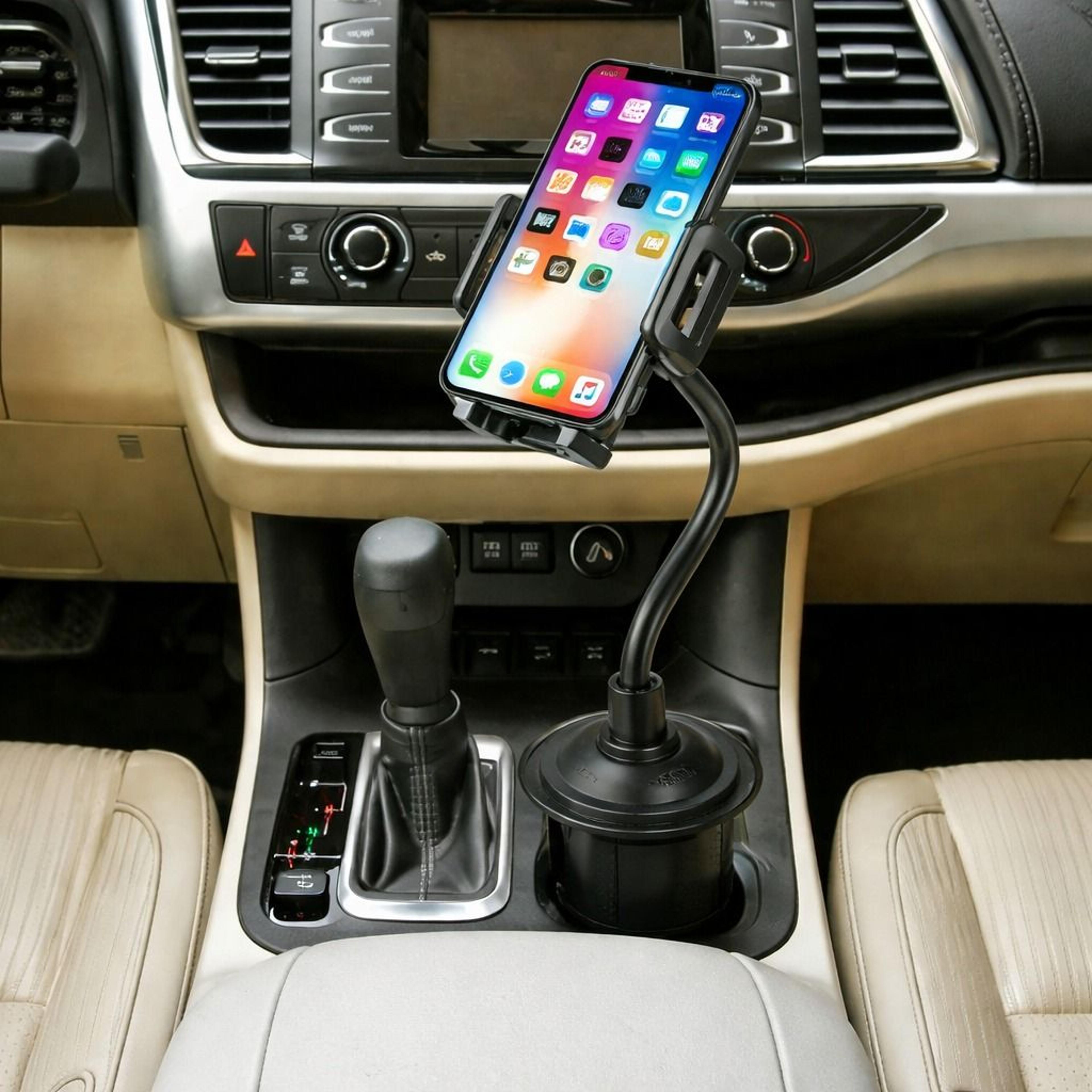 universal cup holder phone mount with flexible gooseneck adjustable car holder