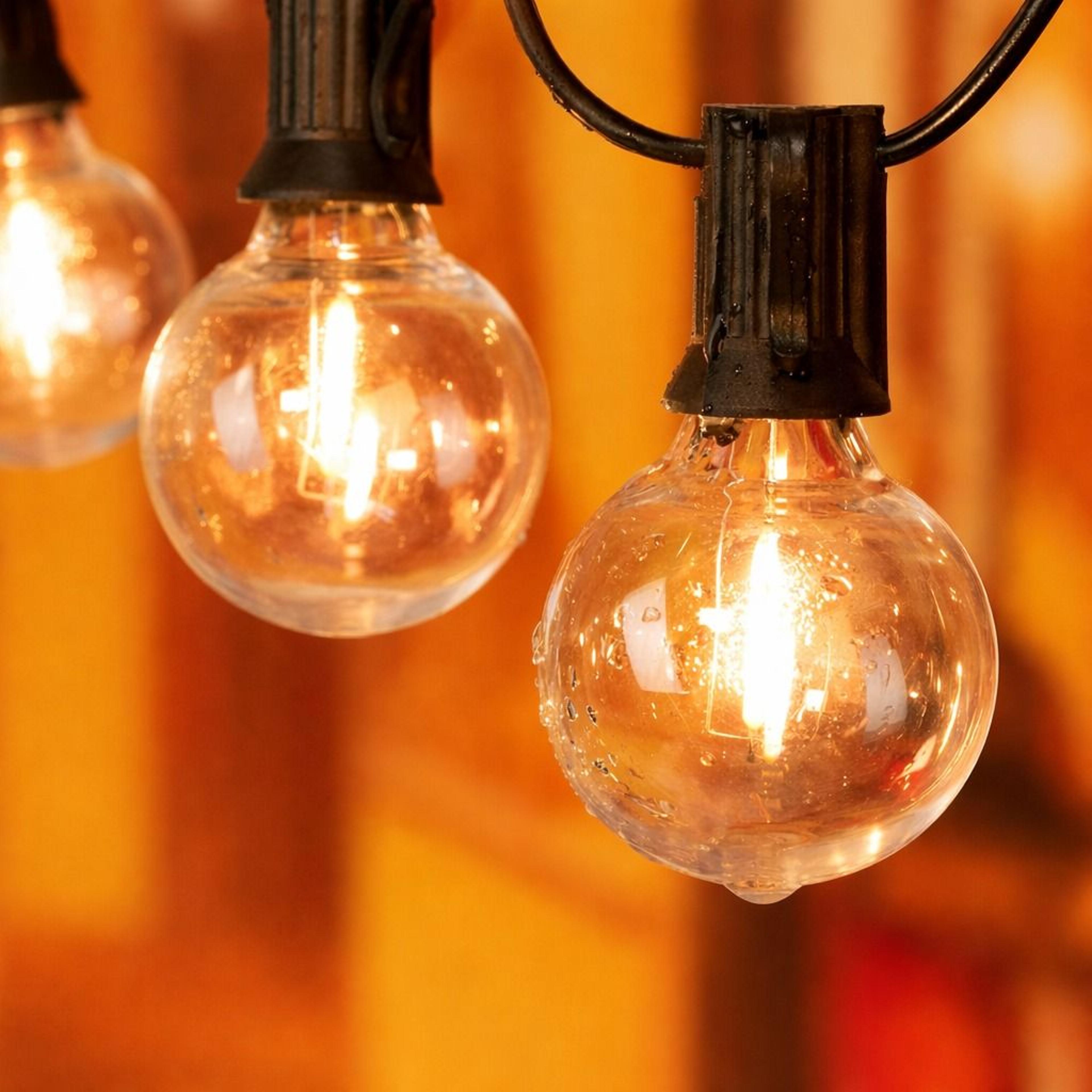 solar powered outdoor globe string lights warm white patio bistro yard decoration