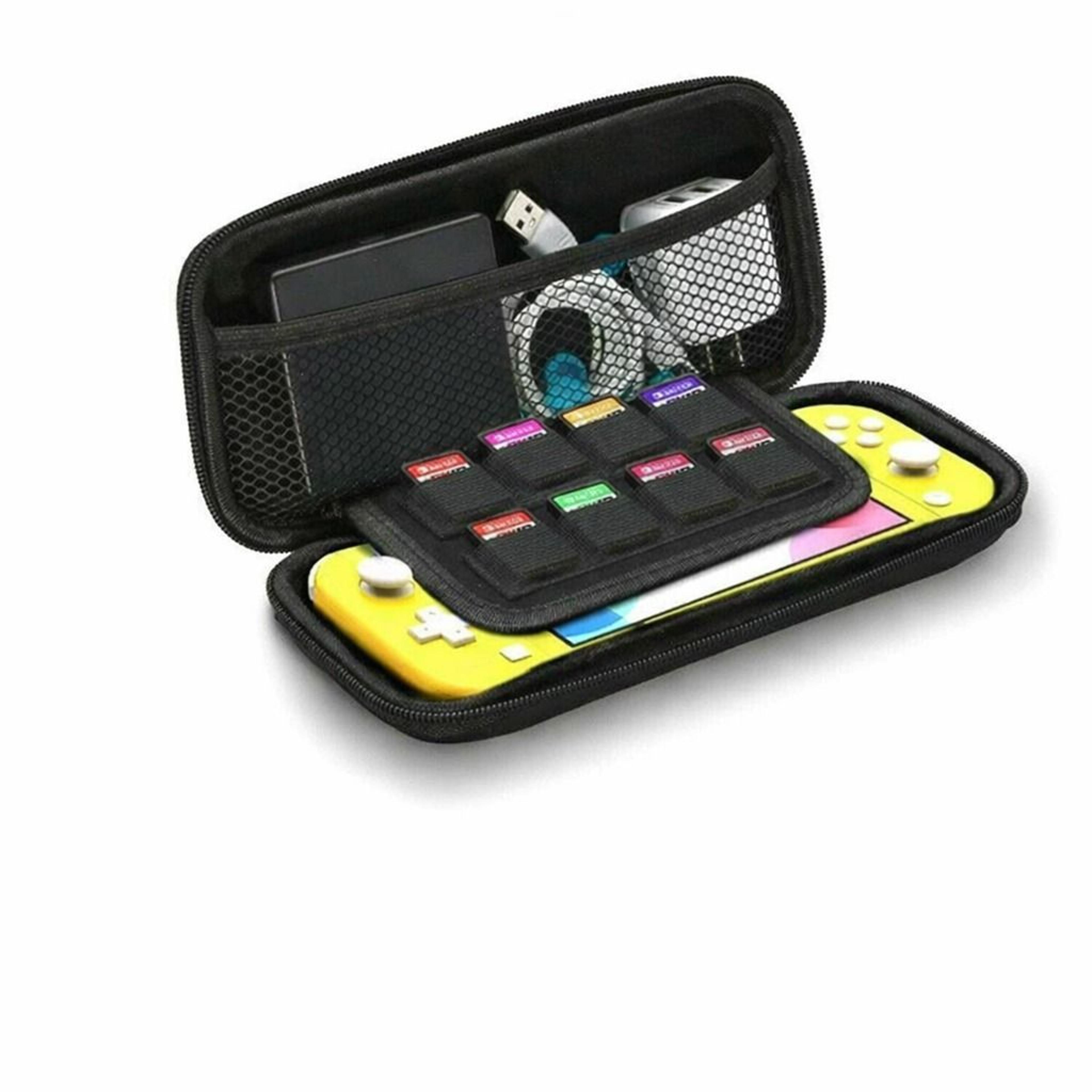 switch lite carrying case set eva hard case, tempered glass protector & dual thumb caps for all around protection