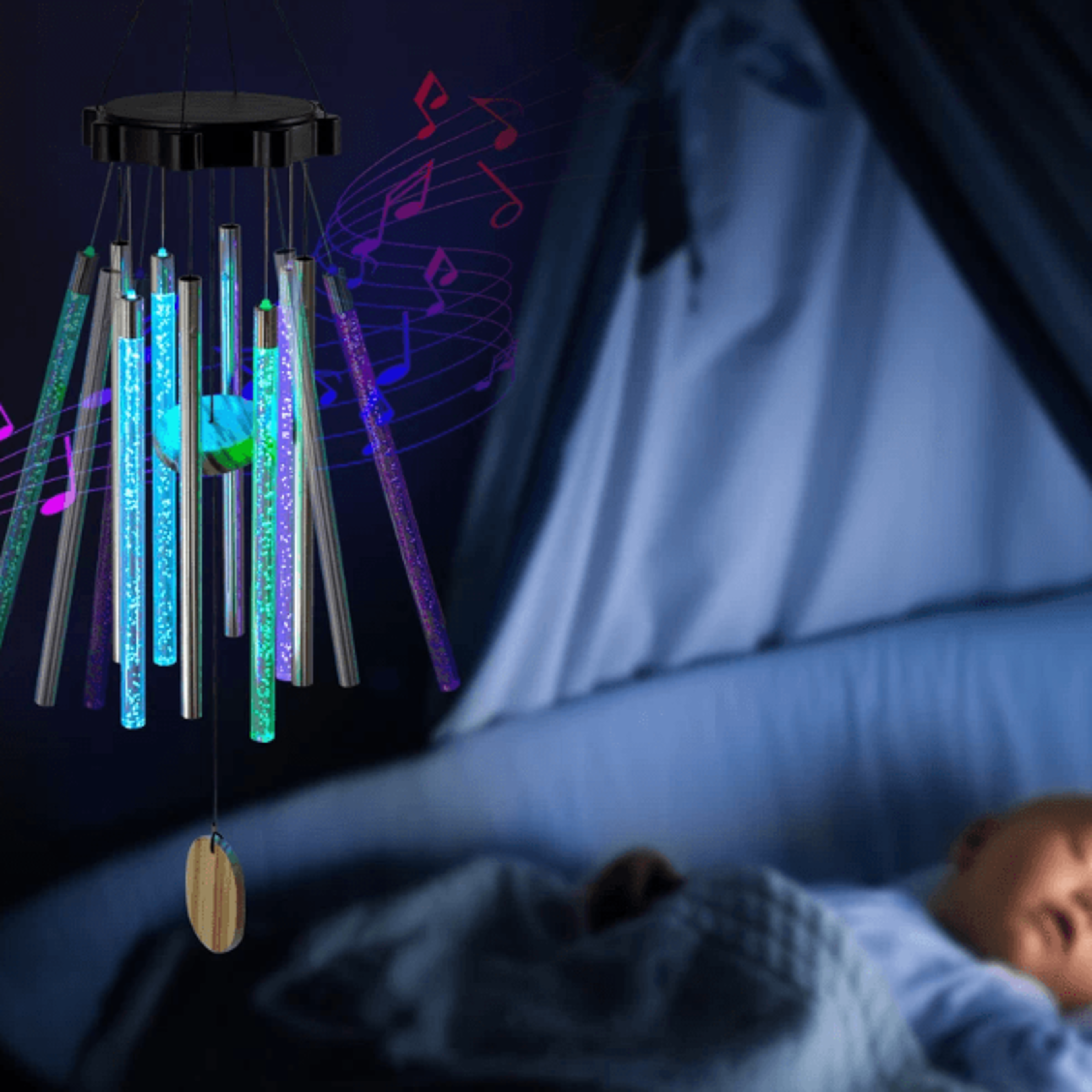 color changing solar wind chimes with led lights large deep tone resonant bell tubes for outdoor decor