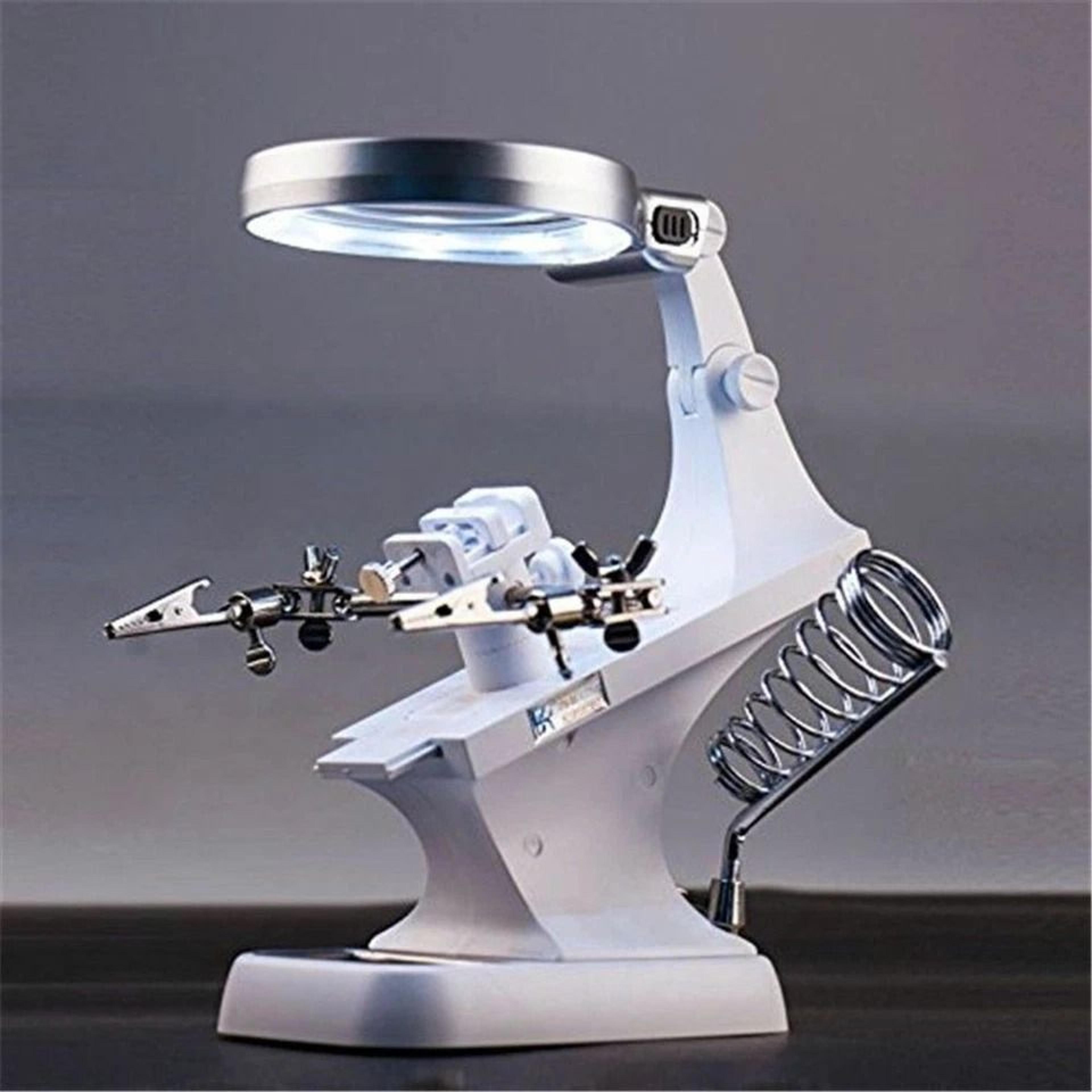 precision soldering magnifier stand adjustable helping hands bench tool with led