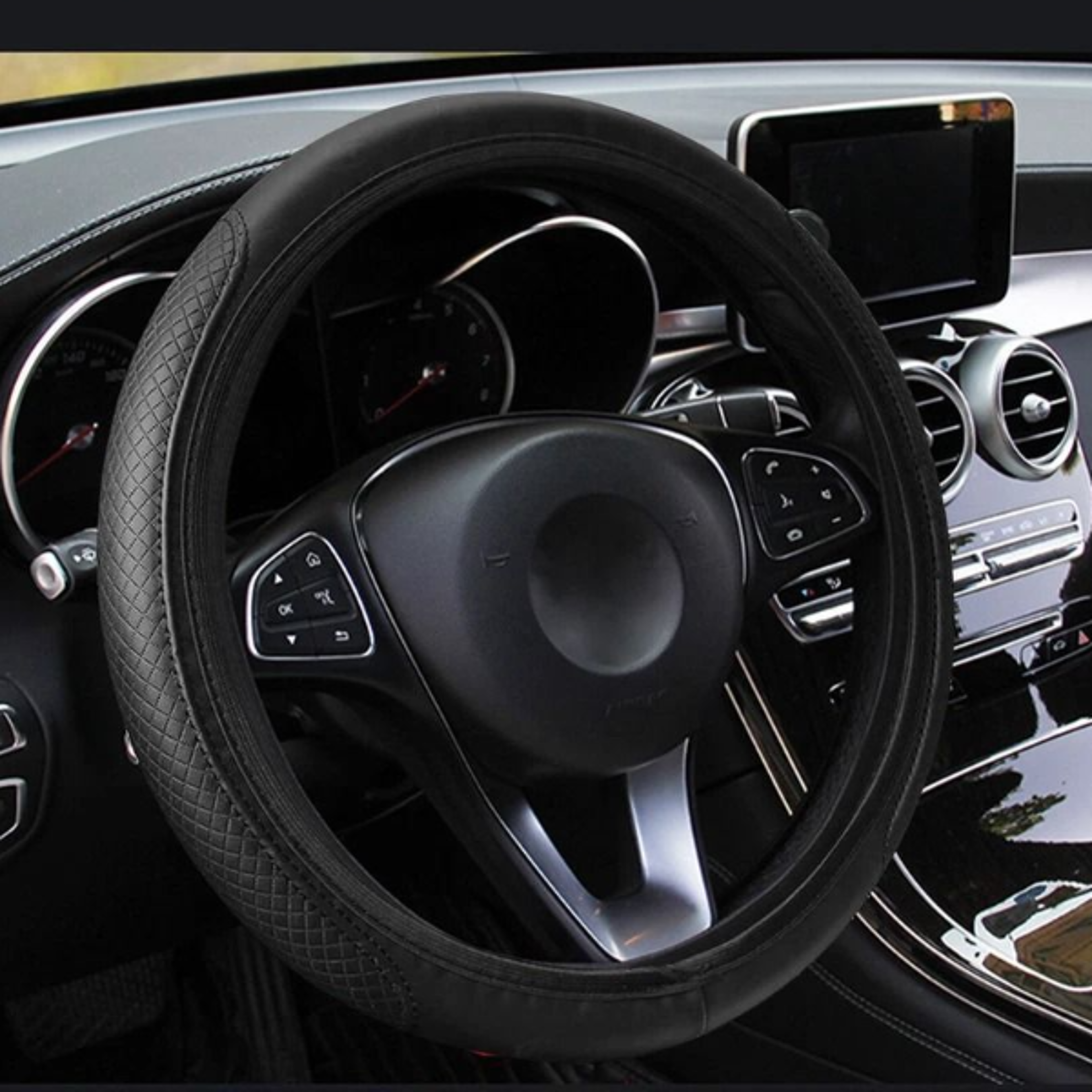 premium universal steering wheel cover pu leather non slip grip car interior accessory