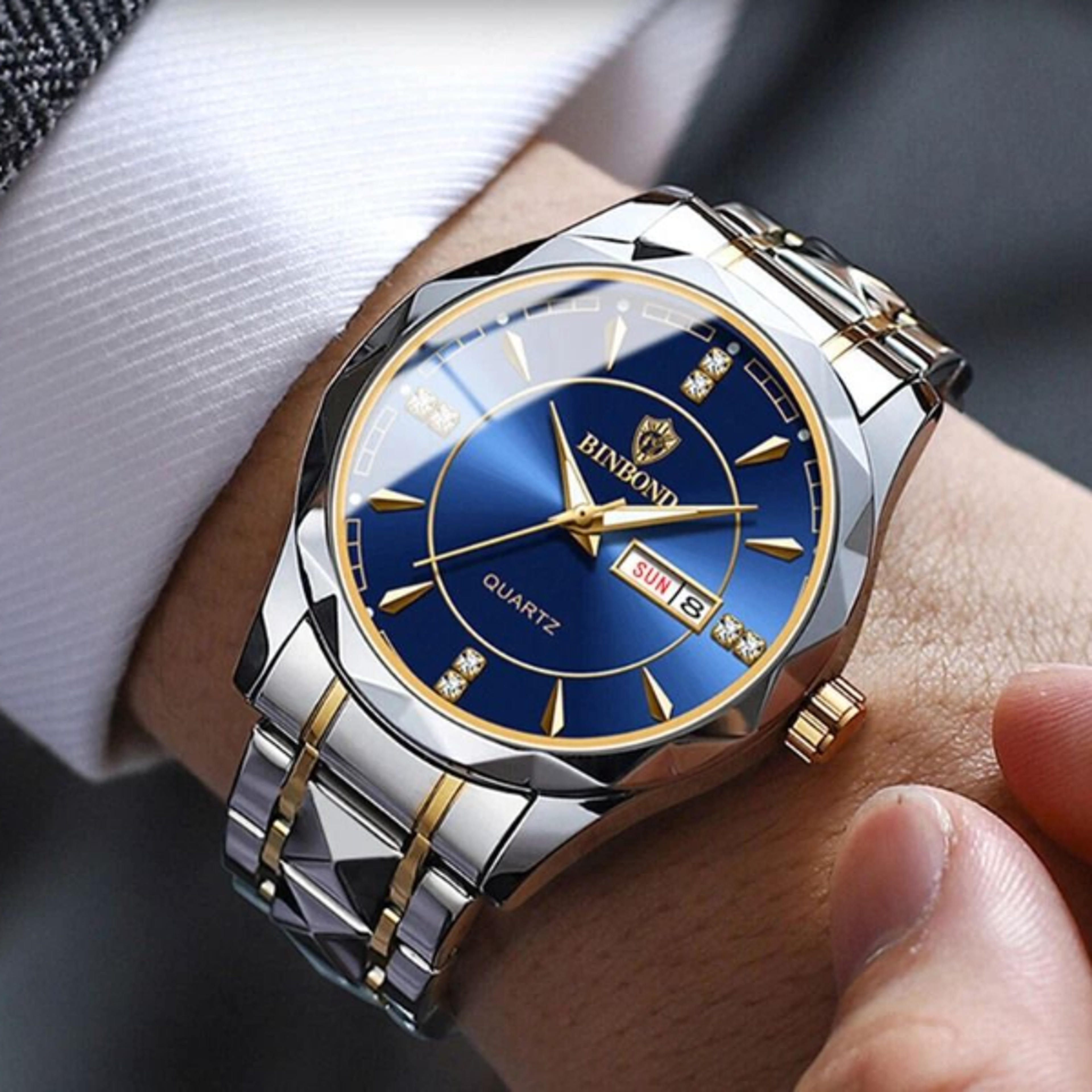 luxury watch for men stainless steel luminous business wristwatch