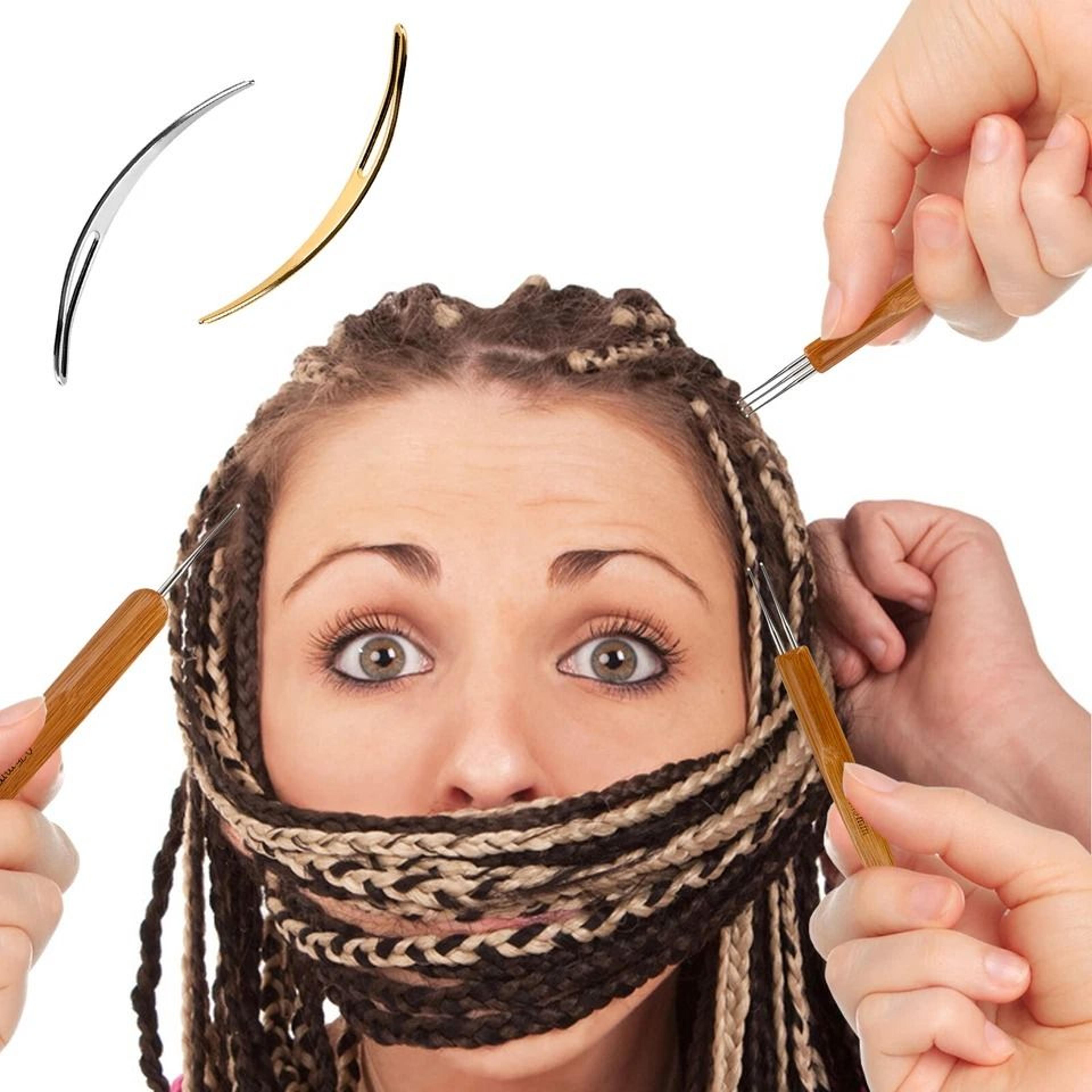 bamboo handle dreadlock crochet hook set for braiding, loc maintenance and wig weaving