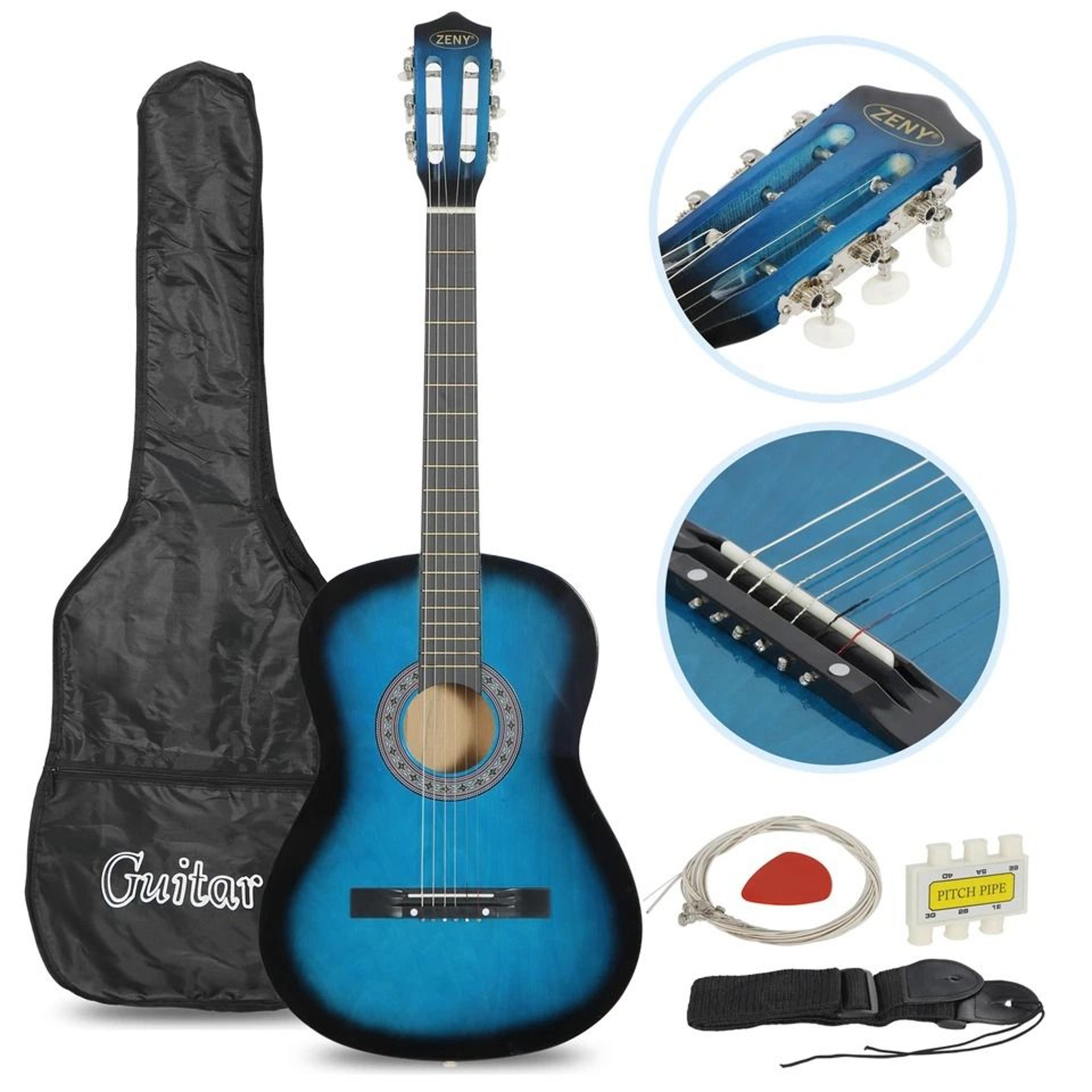 Beginner Acoustic Guitar Starter Kit With Case Tuner Strap Picks And Strings 11
