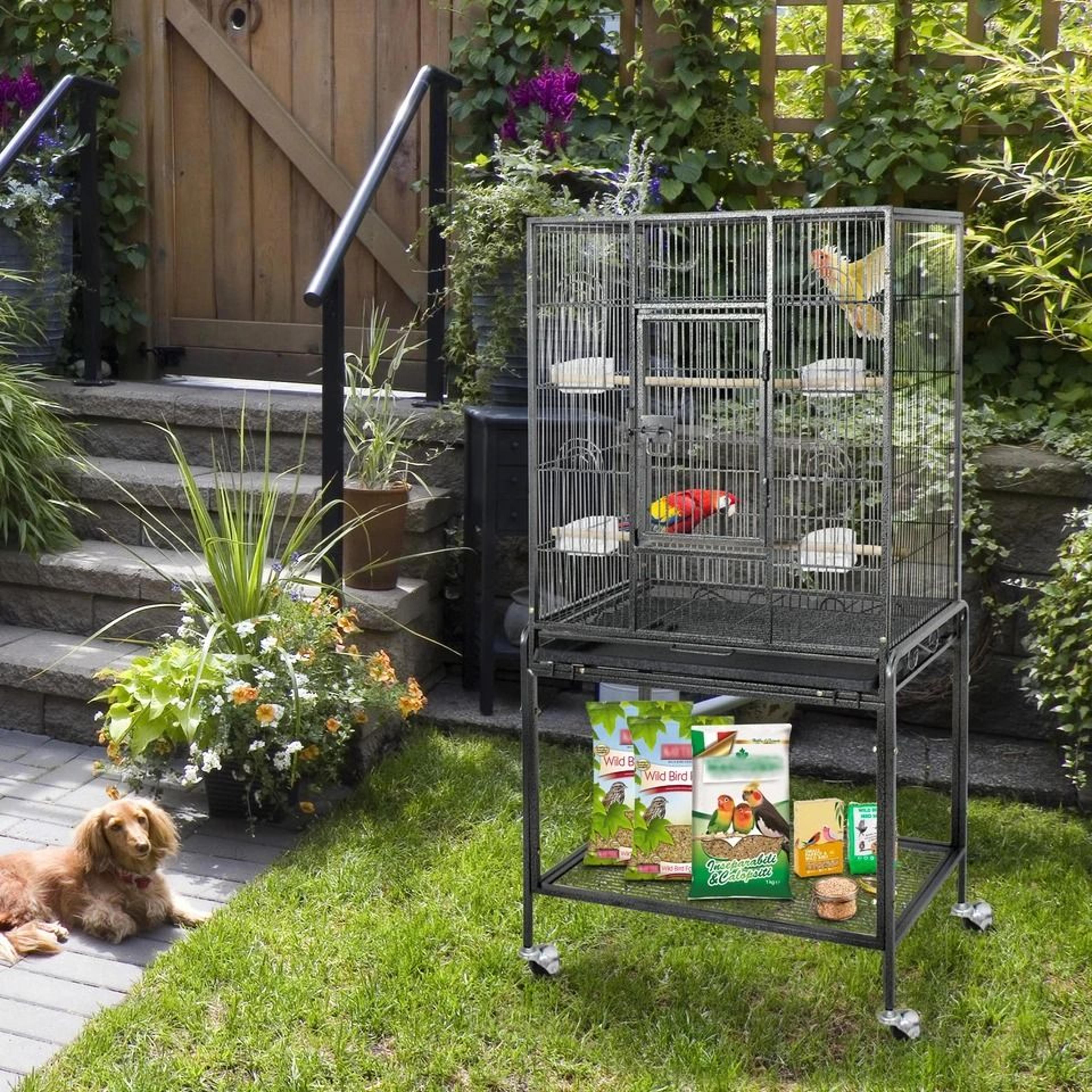 large parrot cage with rolling stand locking doors spacious macaw bird cage heavy duty