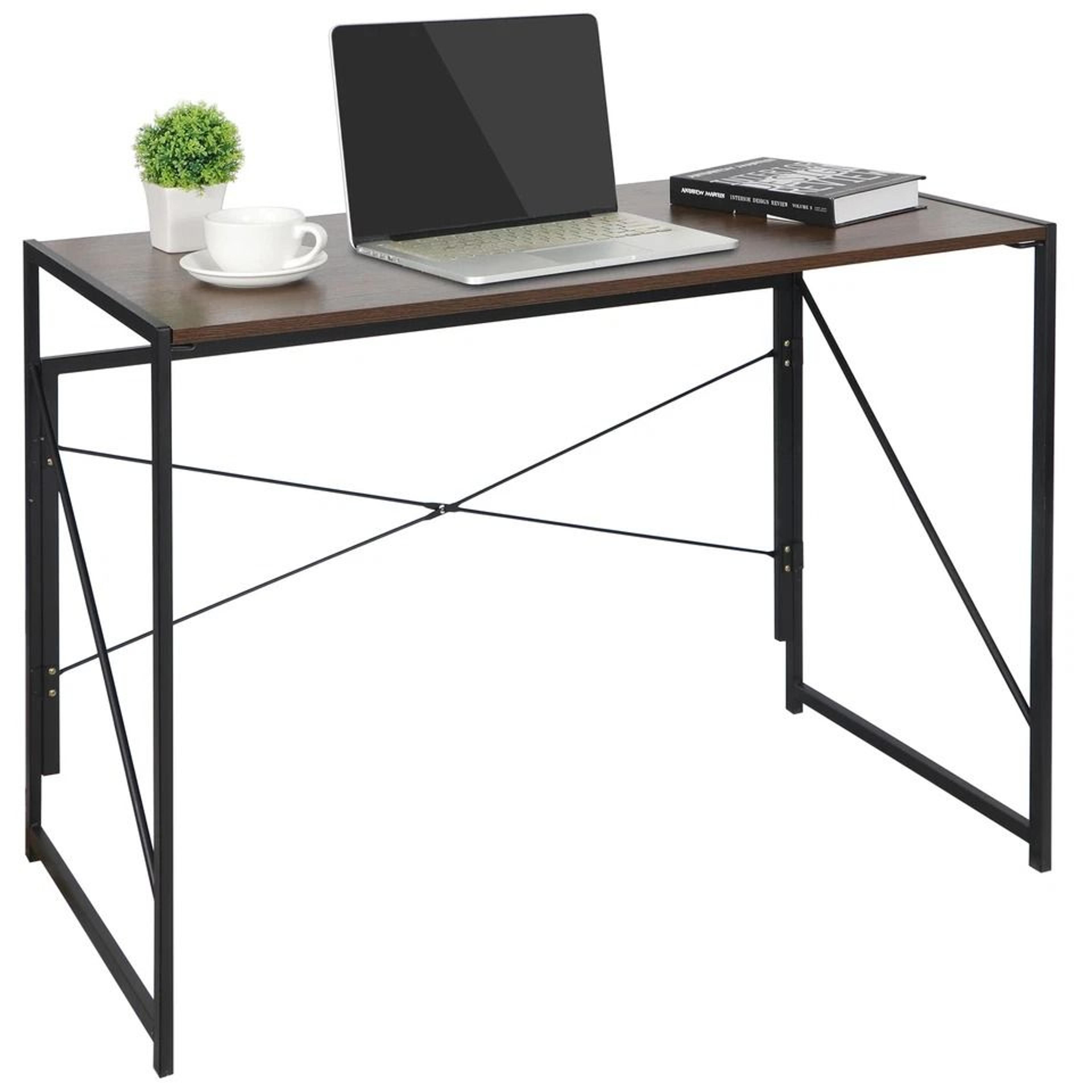 industrial folding computer desk compact home office writing table portable study workstation