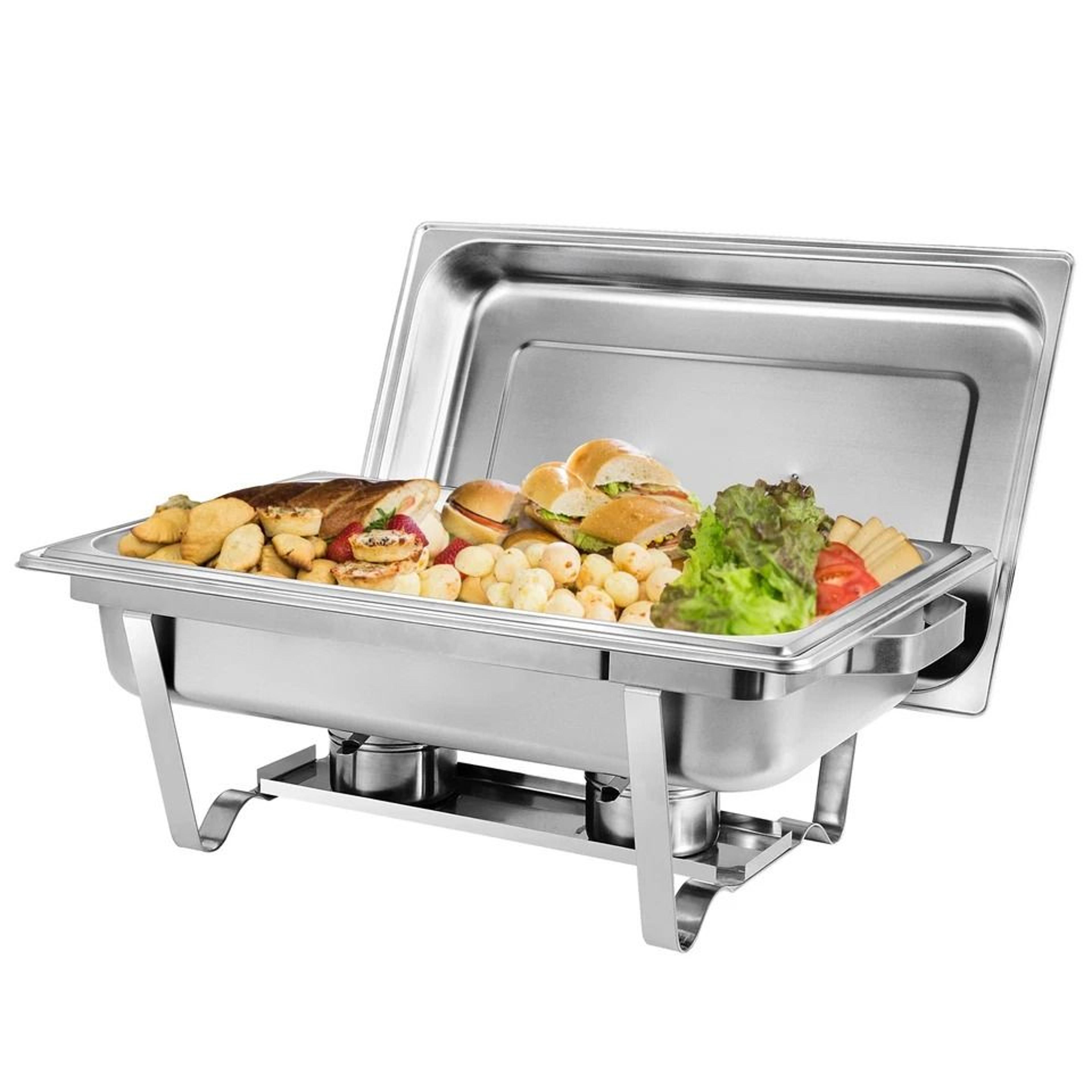 stainless steel chafing dish set buffet food warmer trays with mirror finish & alcohol burner
