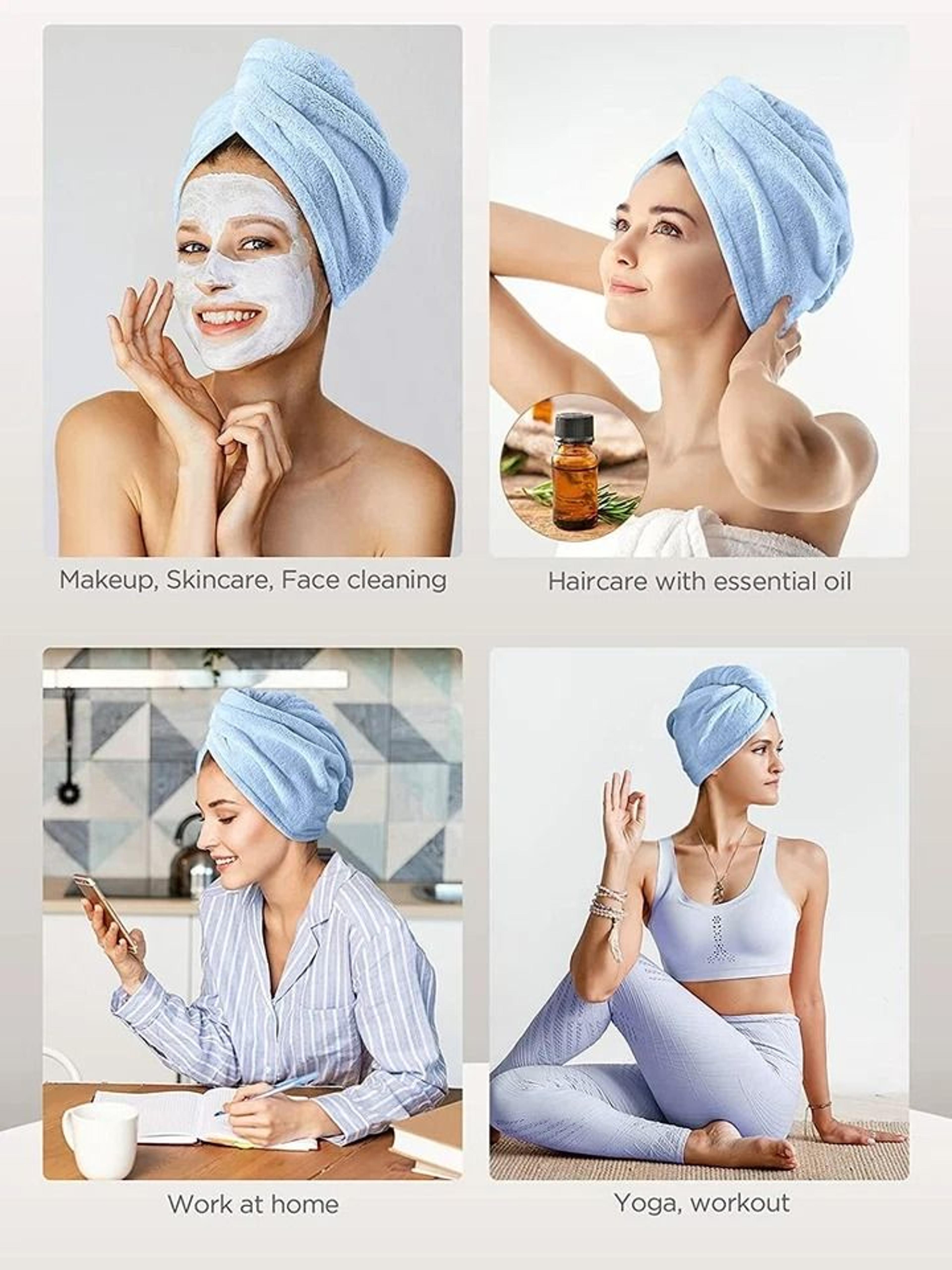 Quick Dry Microfiber Hair Towel Turban Wrap Soft Absorbent Shower Bath Cap 7