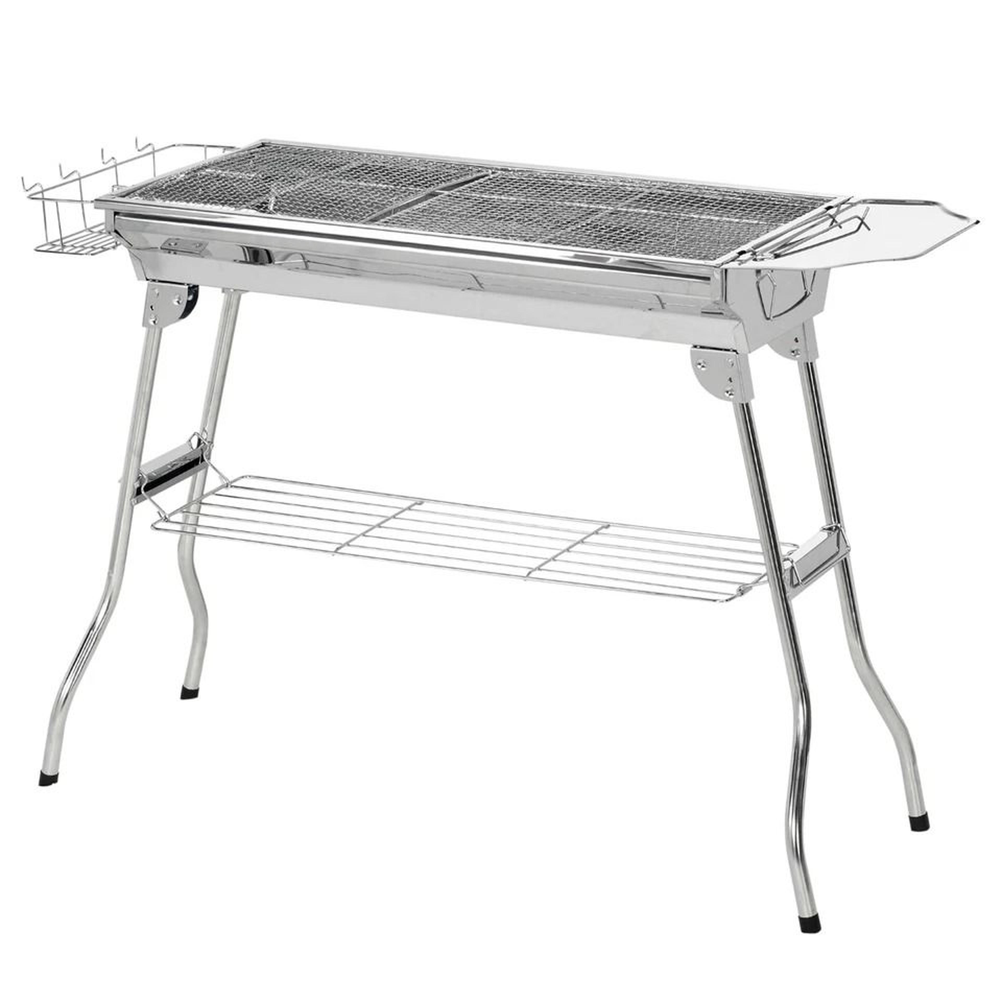 Outsunny Portable Charcoal BBQ Grill Folding Stainless Steel Camping Grill 8