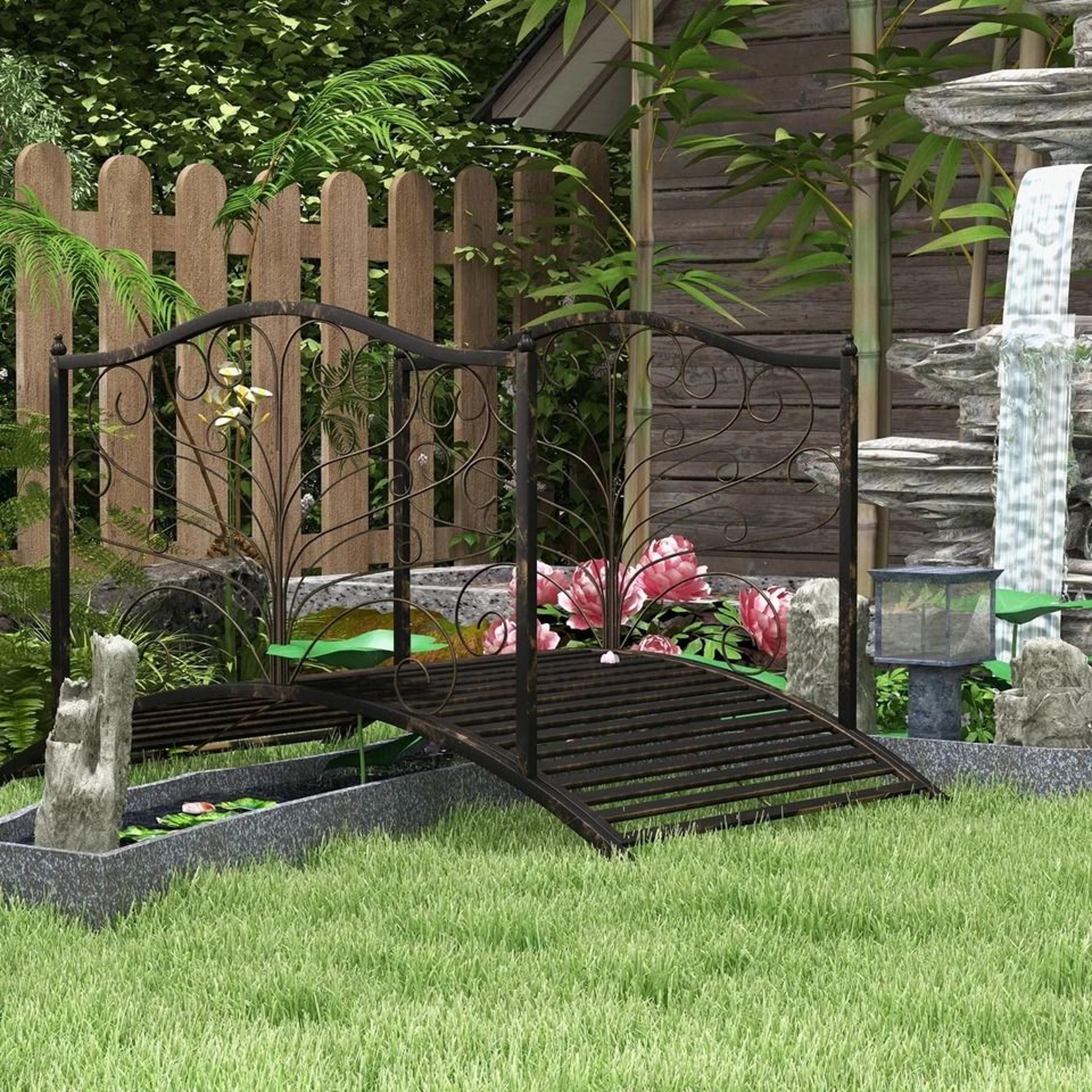 curved metal garden bridge decorative pond bridge for outdoor yard pathway