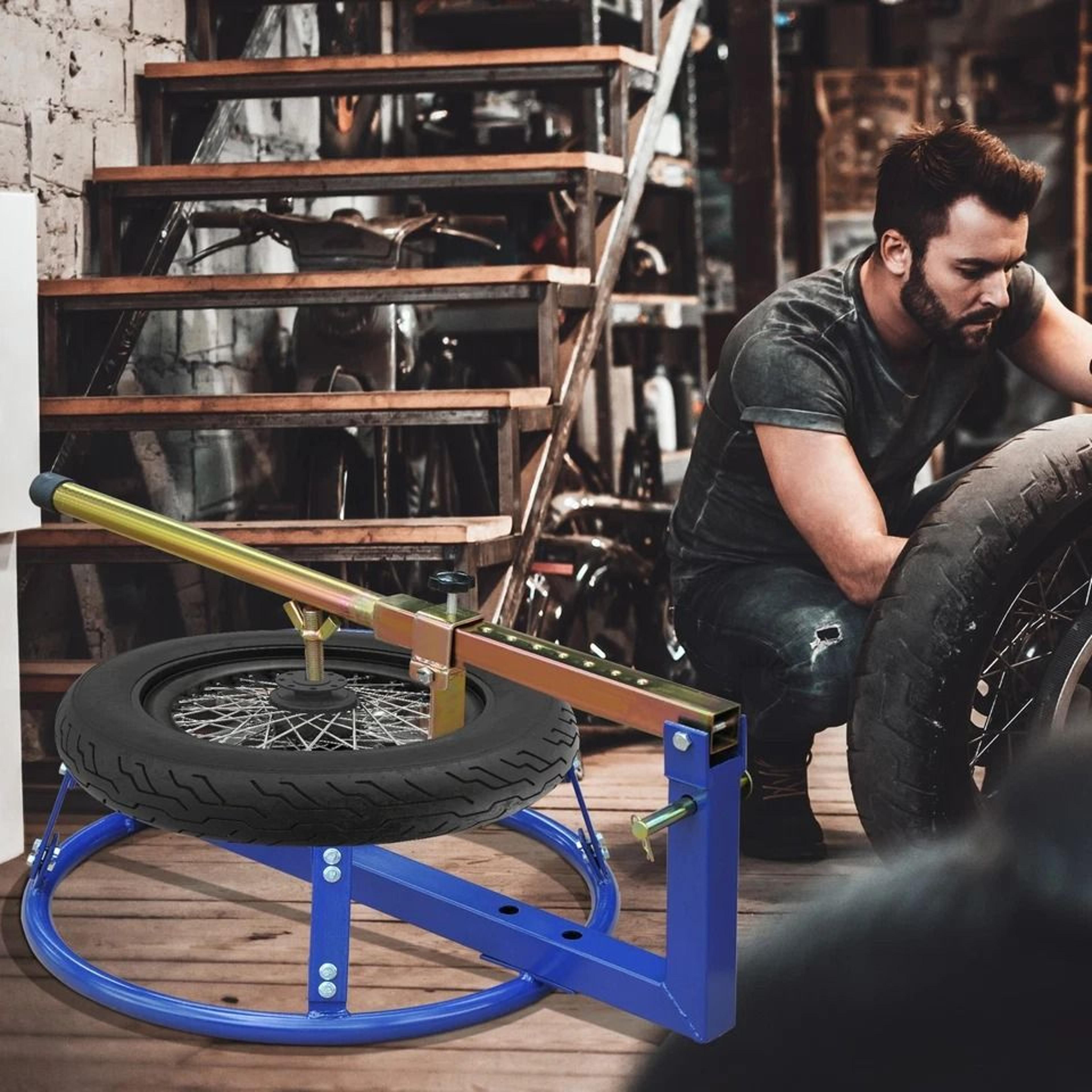 portable motorcycle tire changer stand with adjustable bead breaker