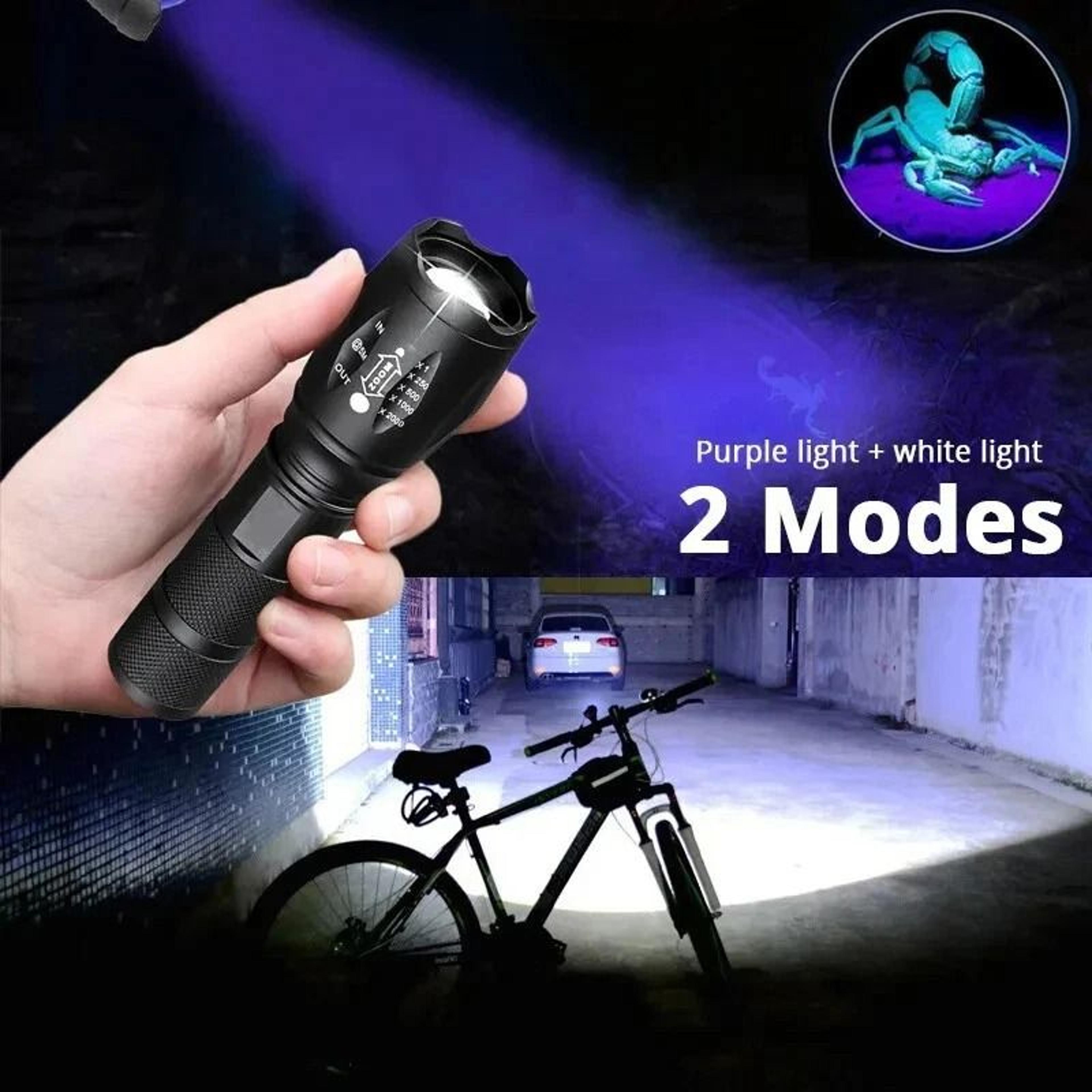 UV Flashlight Detector Torch With Dual Light Zoomable Blacklight For Currency And ID Verification 9