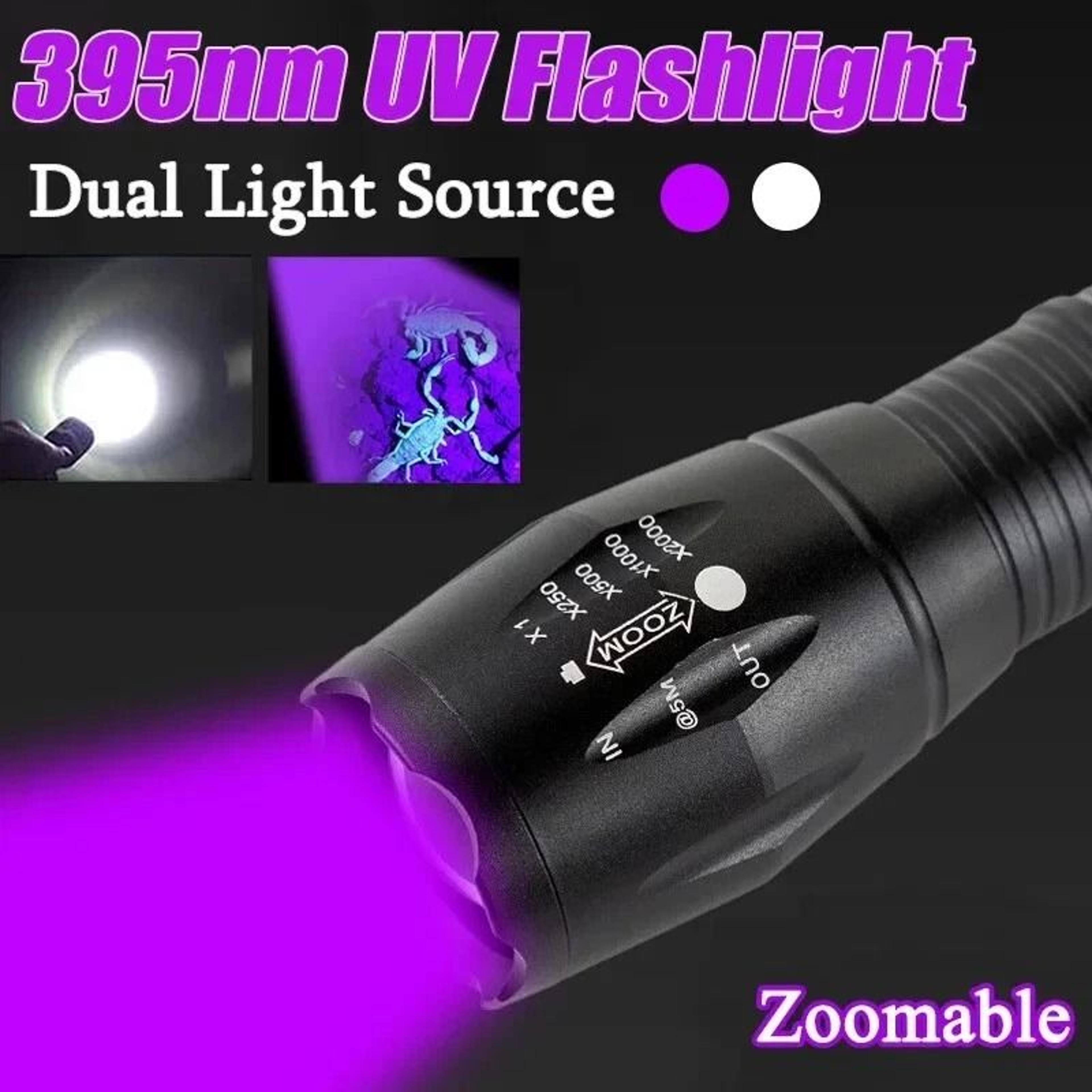 UV Flashlight Detector Torch With Dual Light Zoomable Blacklight For Currency And ID Verification 10