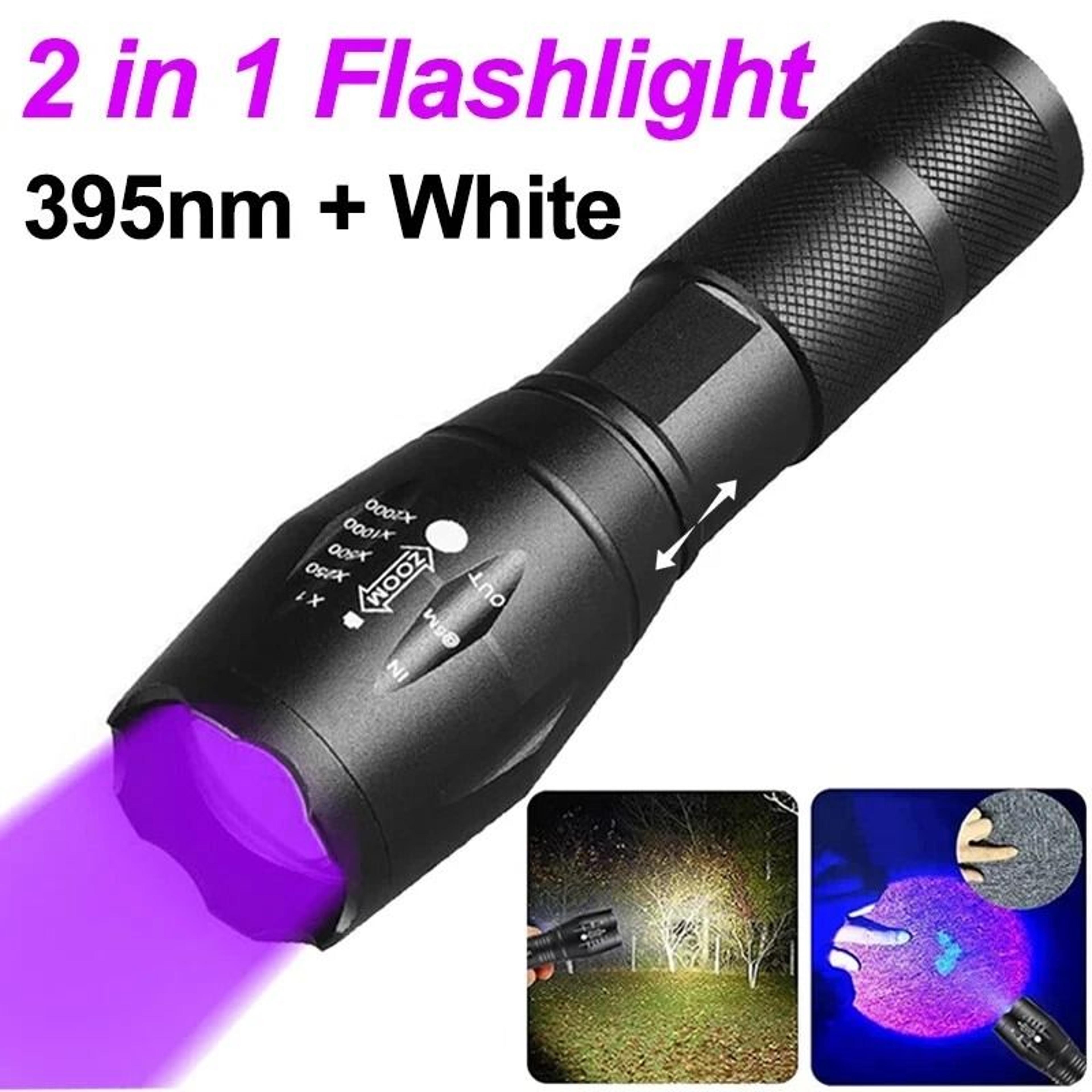 UV Flashlight Detector Torch With Dual Light Zoomable Blacklight For Currency And ID Verification 11