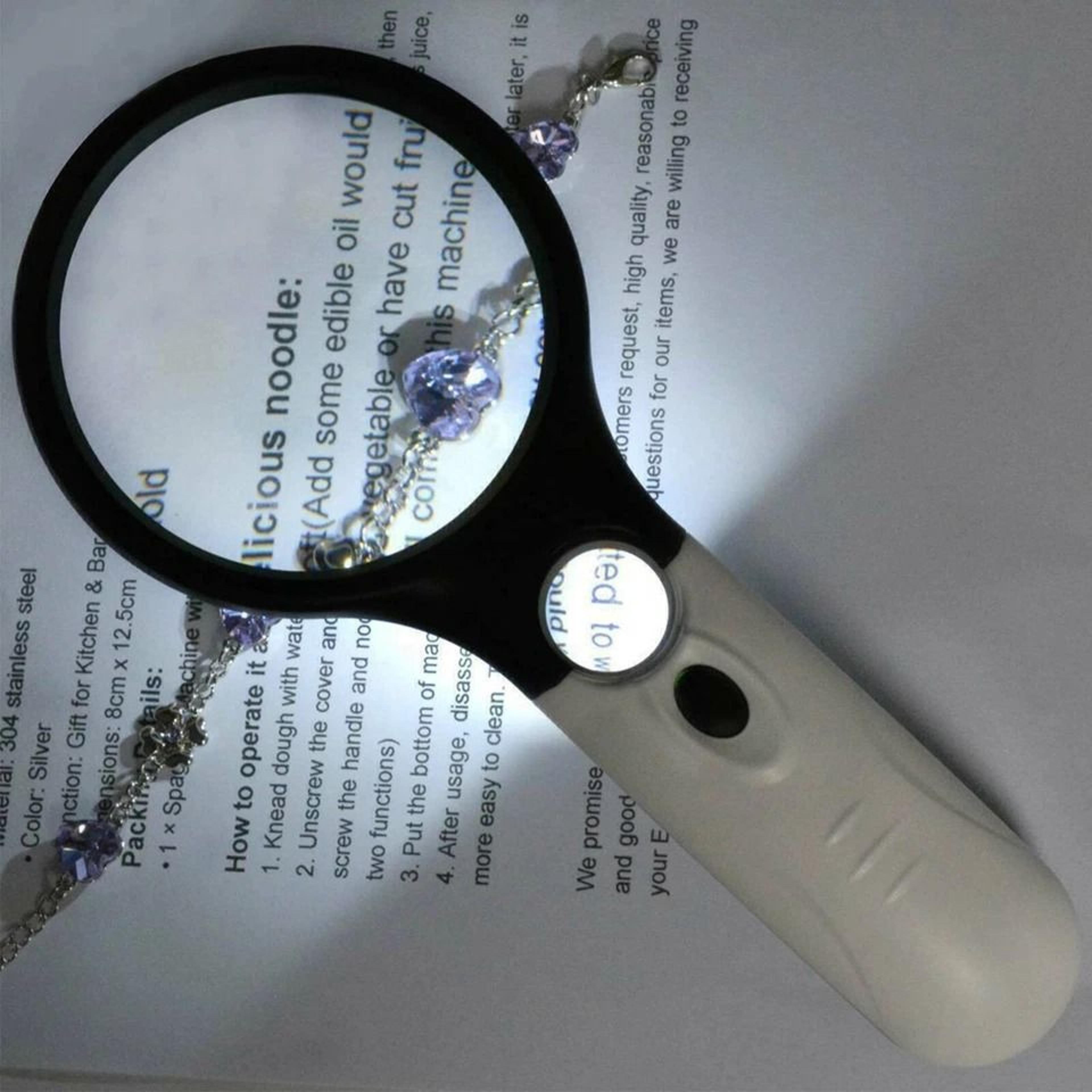 led illuminated handheld magnifying glass 45x jewelry loupe & 3x reading magnifier
