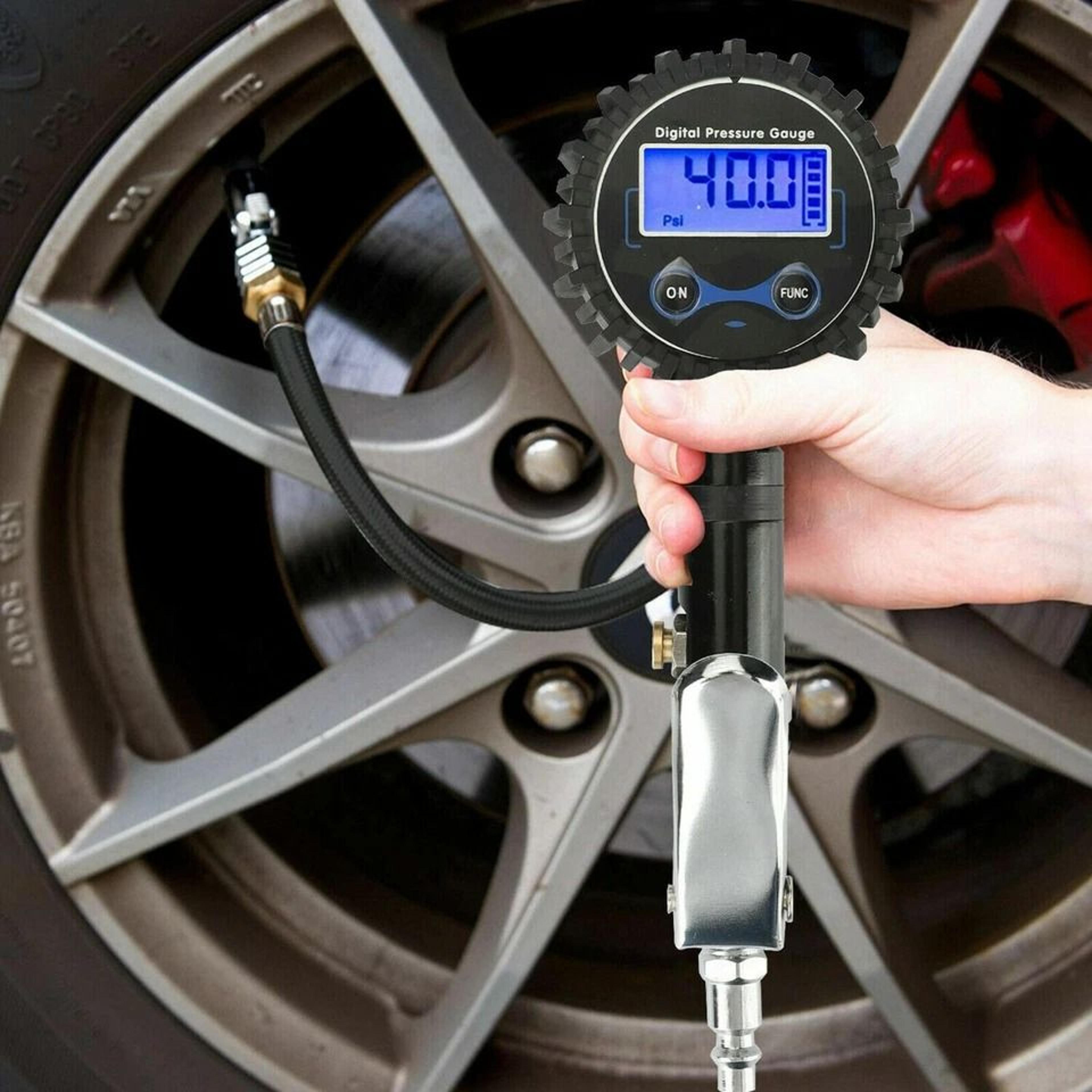 digital tire inflator gauge with air chuck portable tire pressure gauge for cars bikes trucks