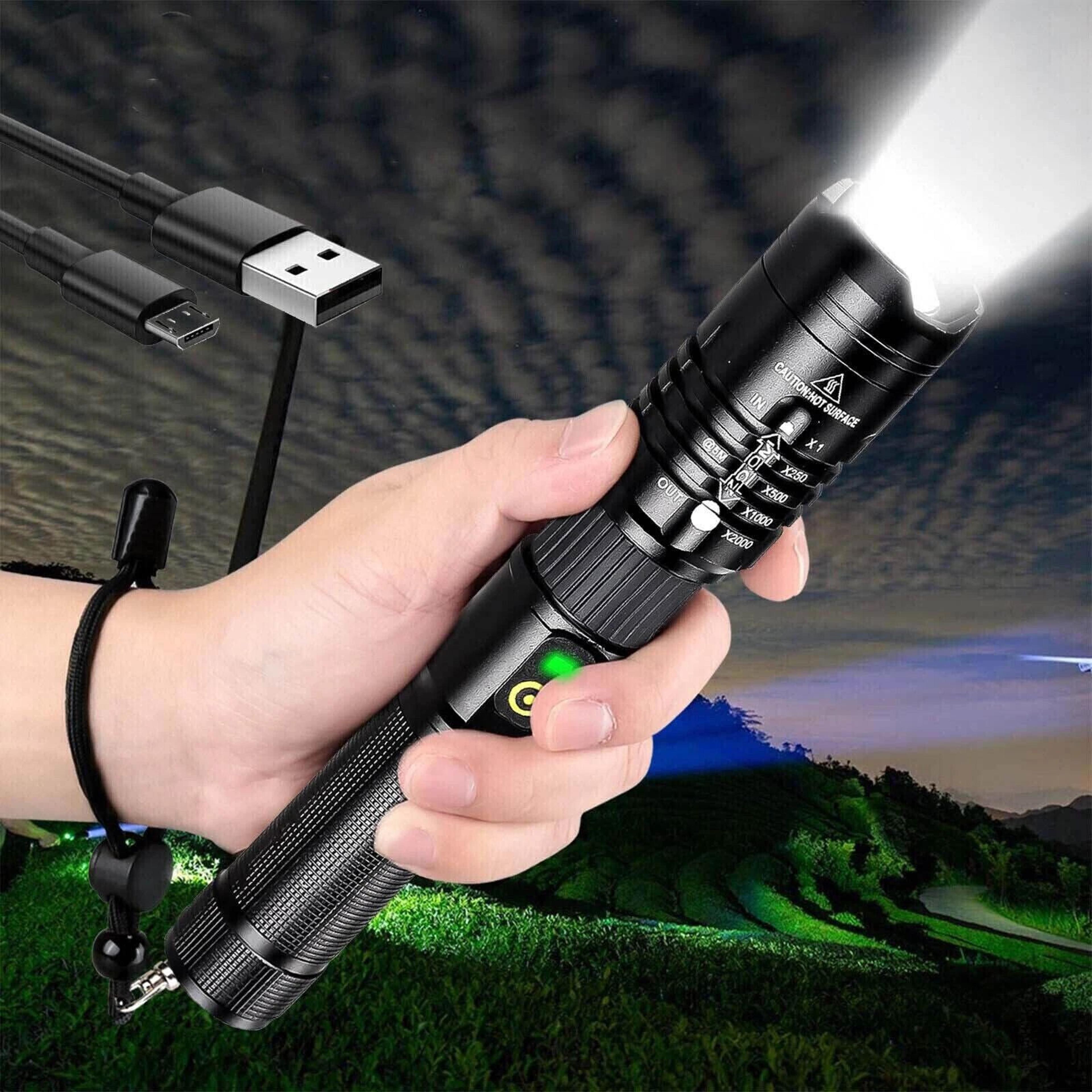 ultra bright rechargeable tactical flashlight zoomable led waterproof torch