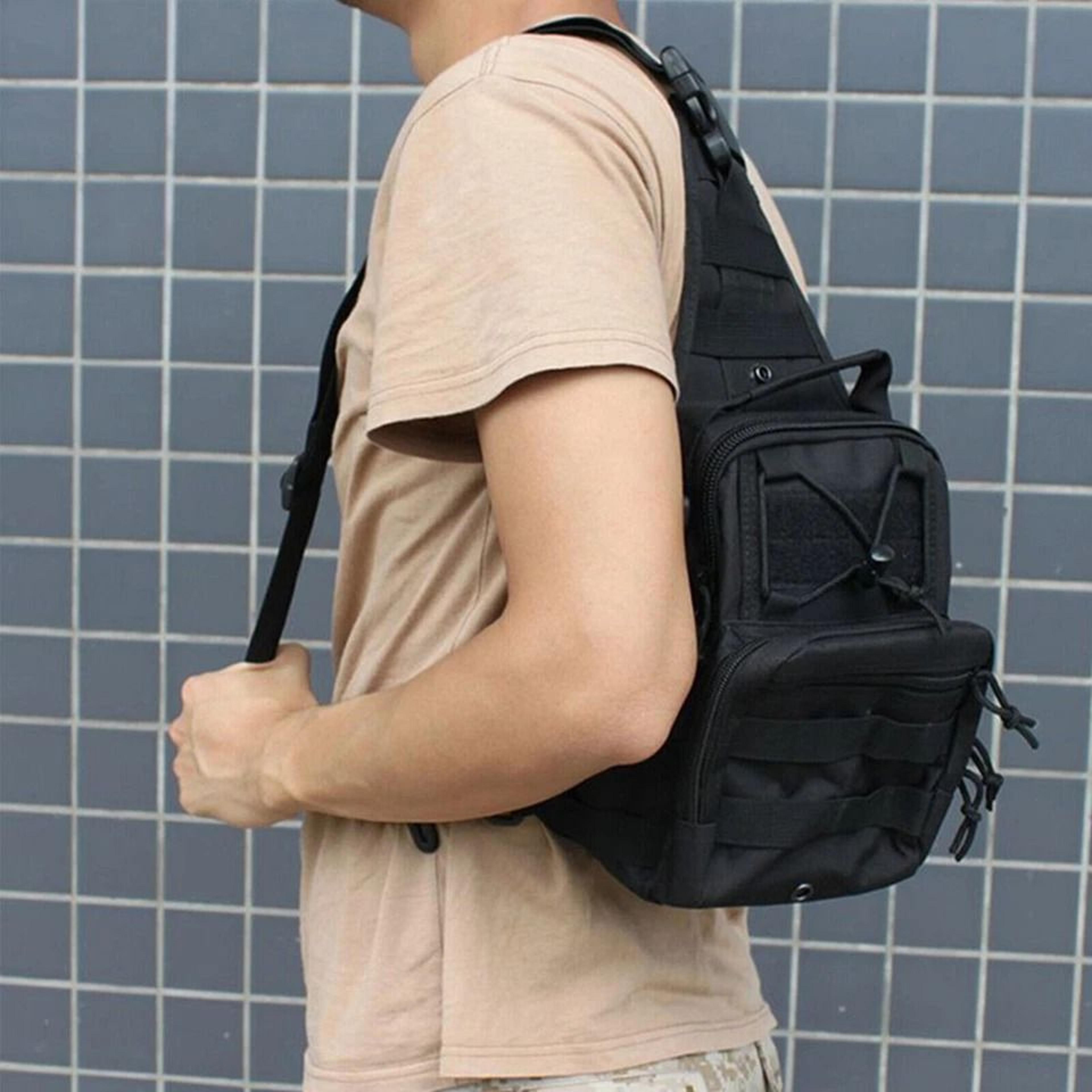 tactical sling backpack crossbody chest bag with molle storage for hiking travel