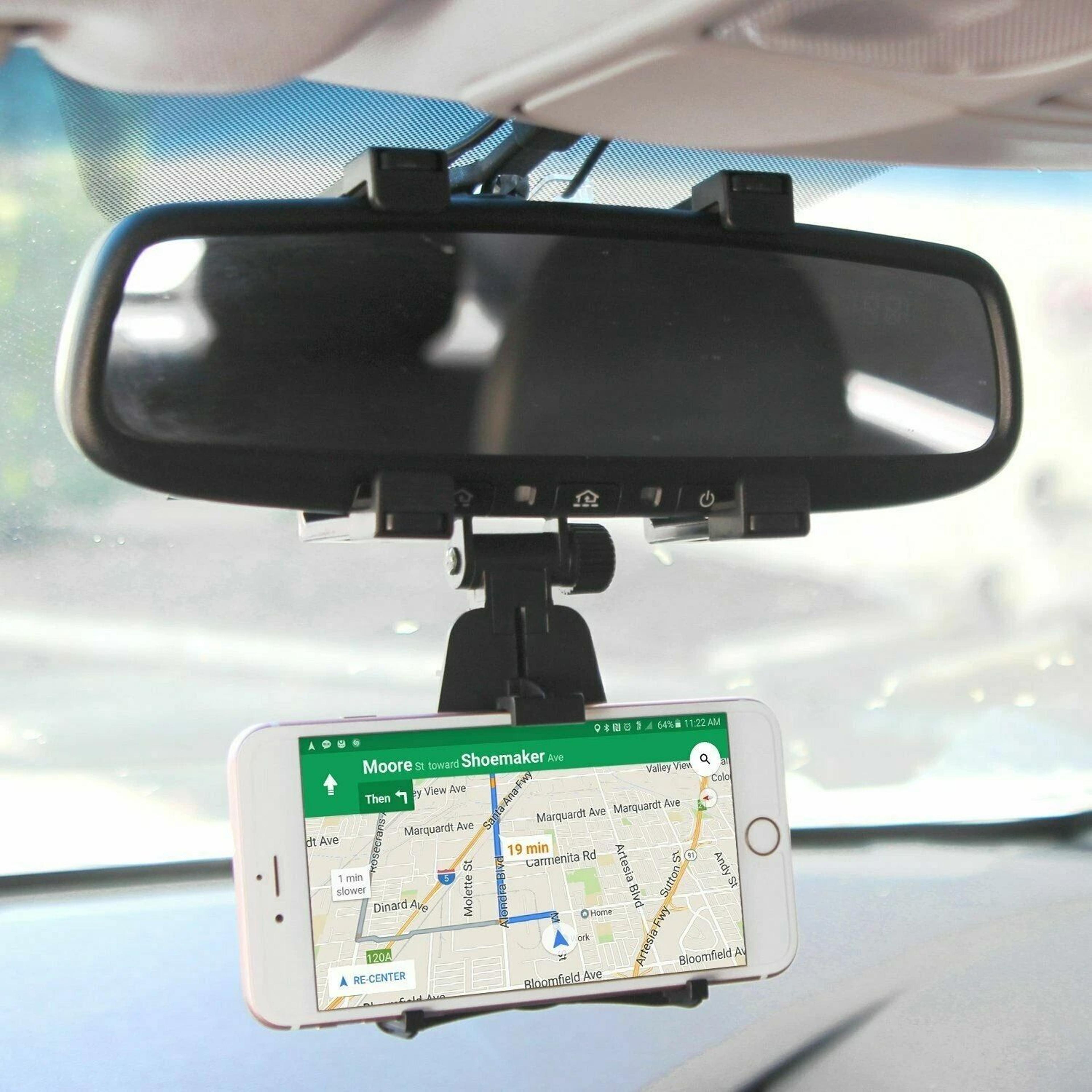Universal Car Rearview Mirror Phone Holder Mount Hands Free Driving Cradle Adjustable Stand 0