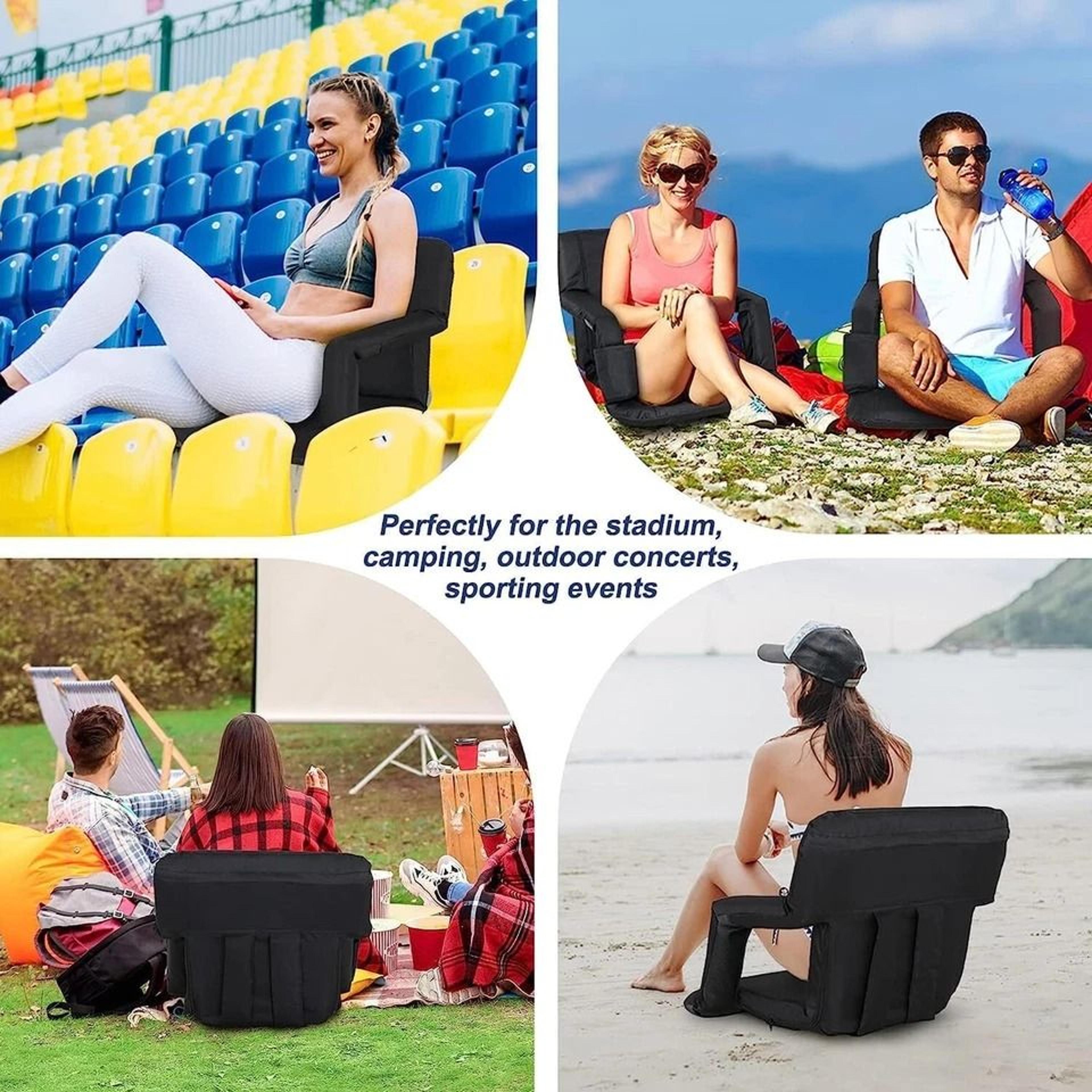 Wide Portable Stadium Seat With Back Support Reclining Bleacher Seat Cushion 7