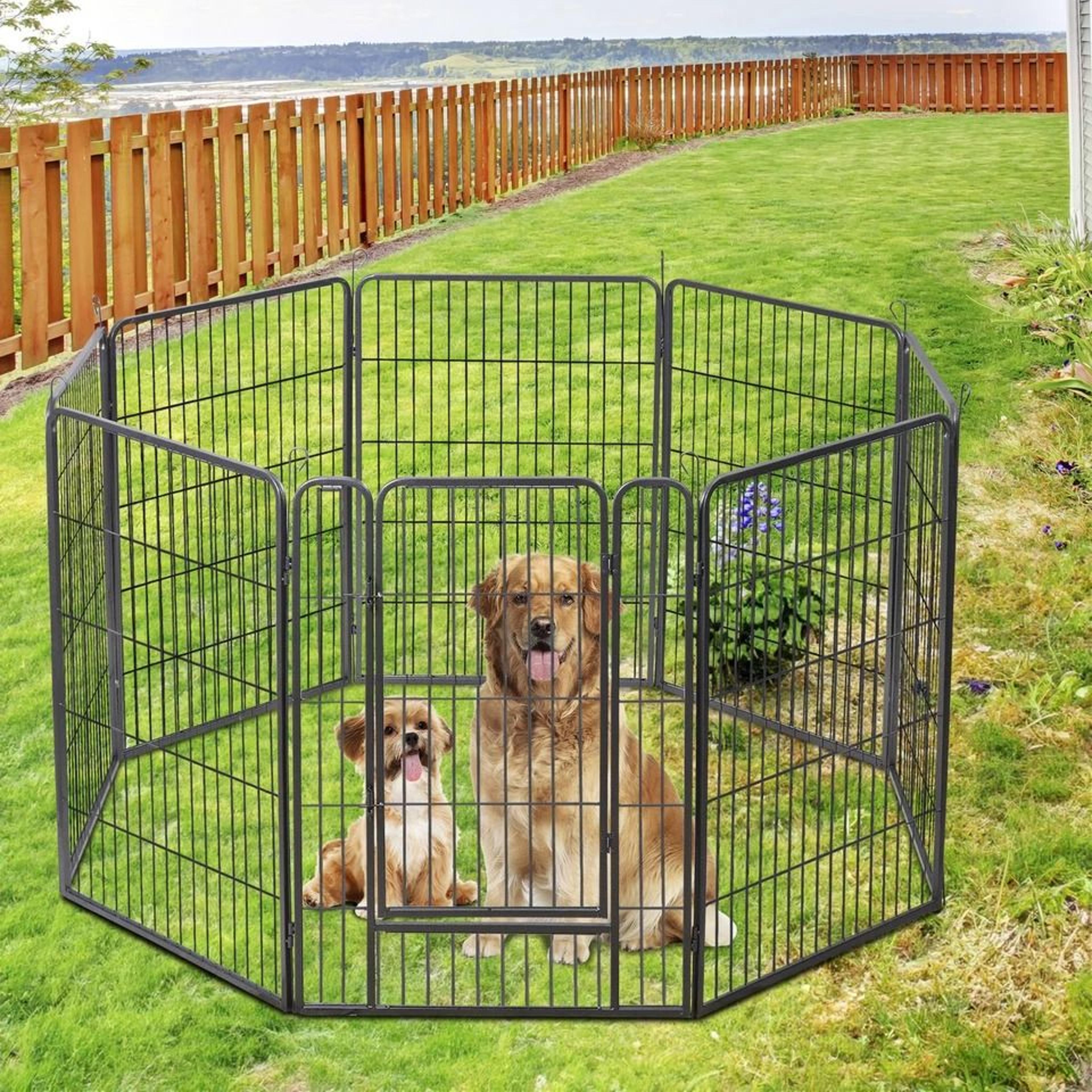 heavy duty dog playpen indoor outdoor foldable pet exercise pen with door panels