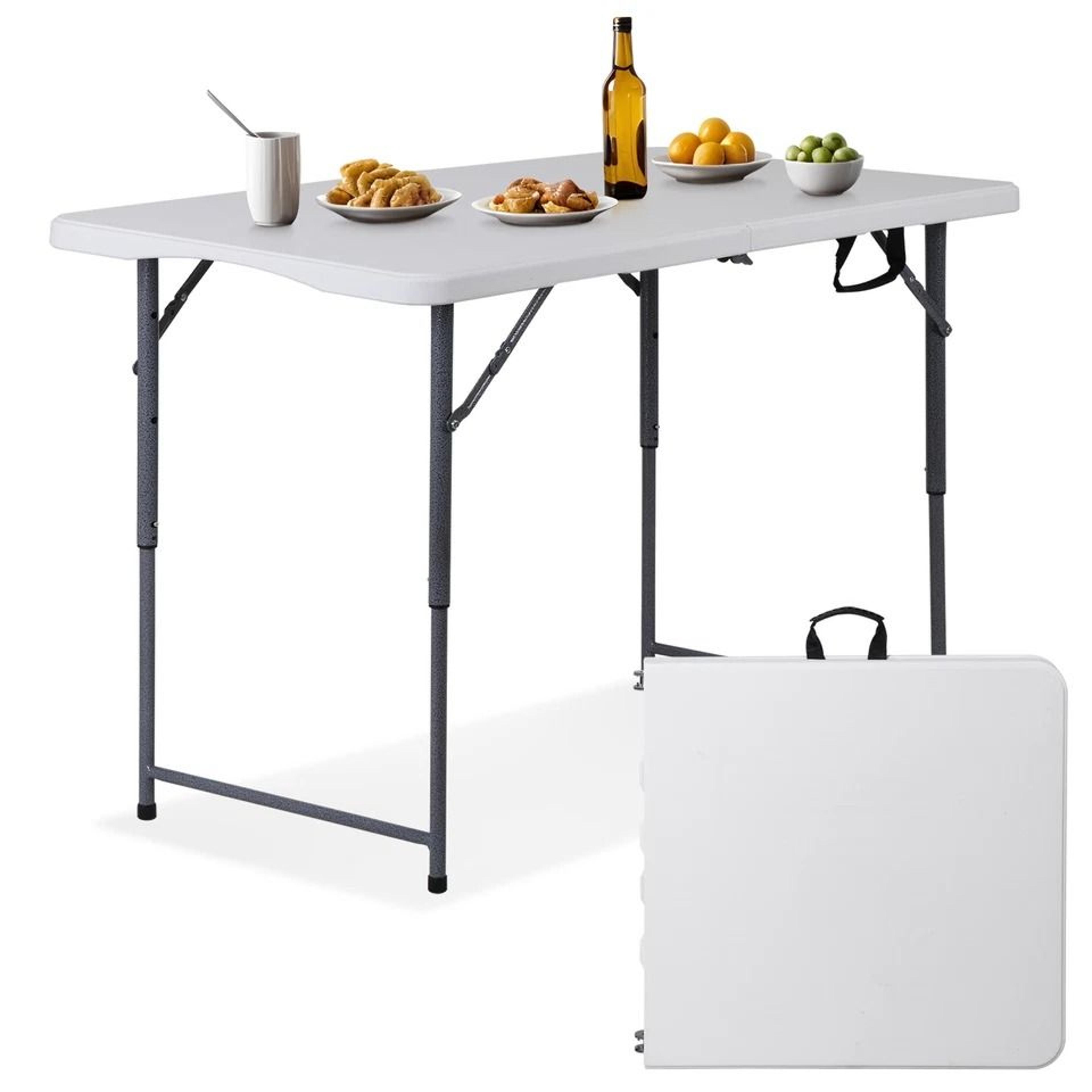 Portable Fold In Half Adjustable Folding Table Heavy Duty Plastic Camping Table 5