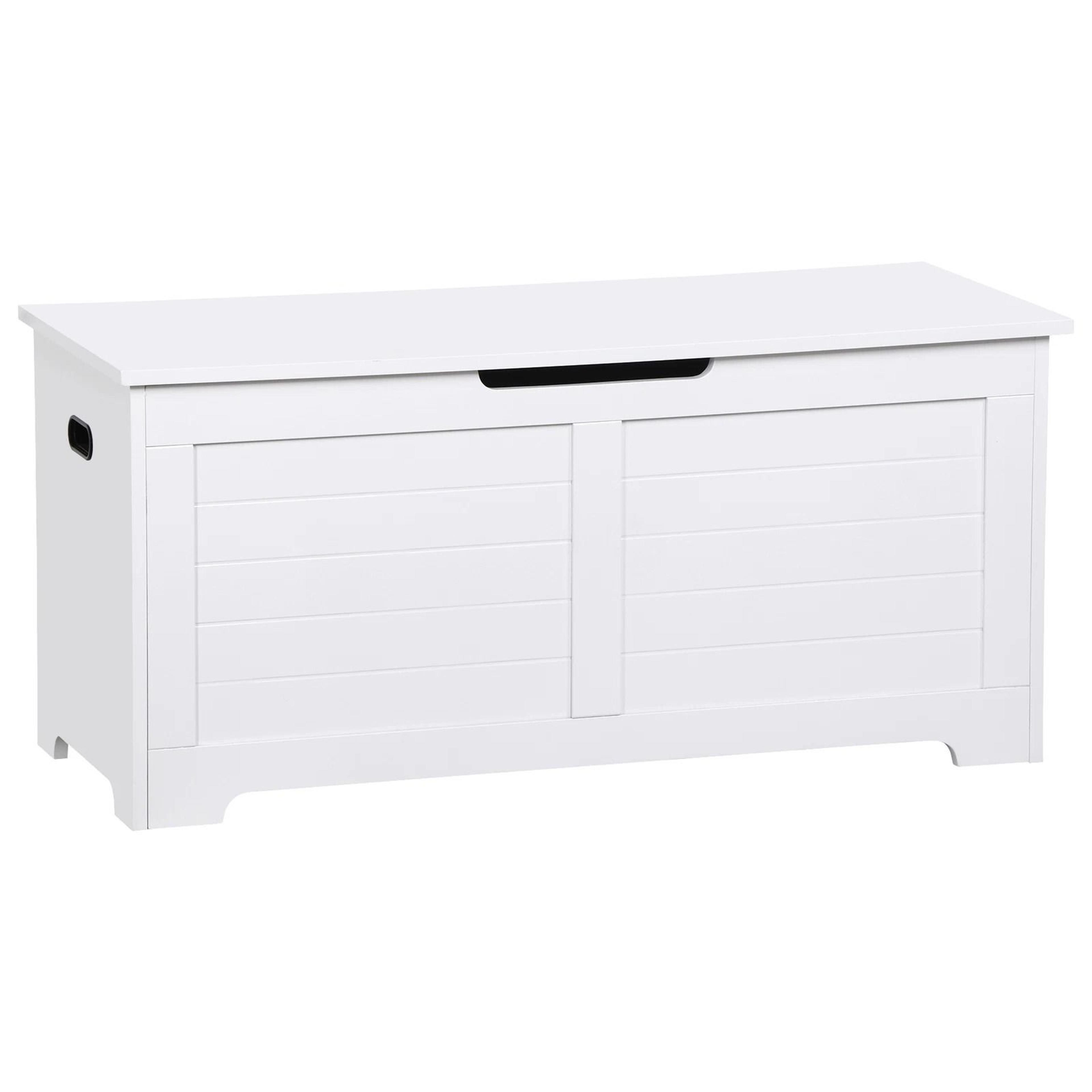 Solid Wood Storage Chest Toy Box Bench With Safety Hinges And Hidden Storage 8
