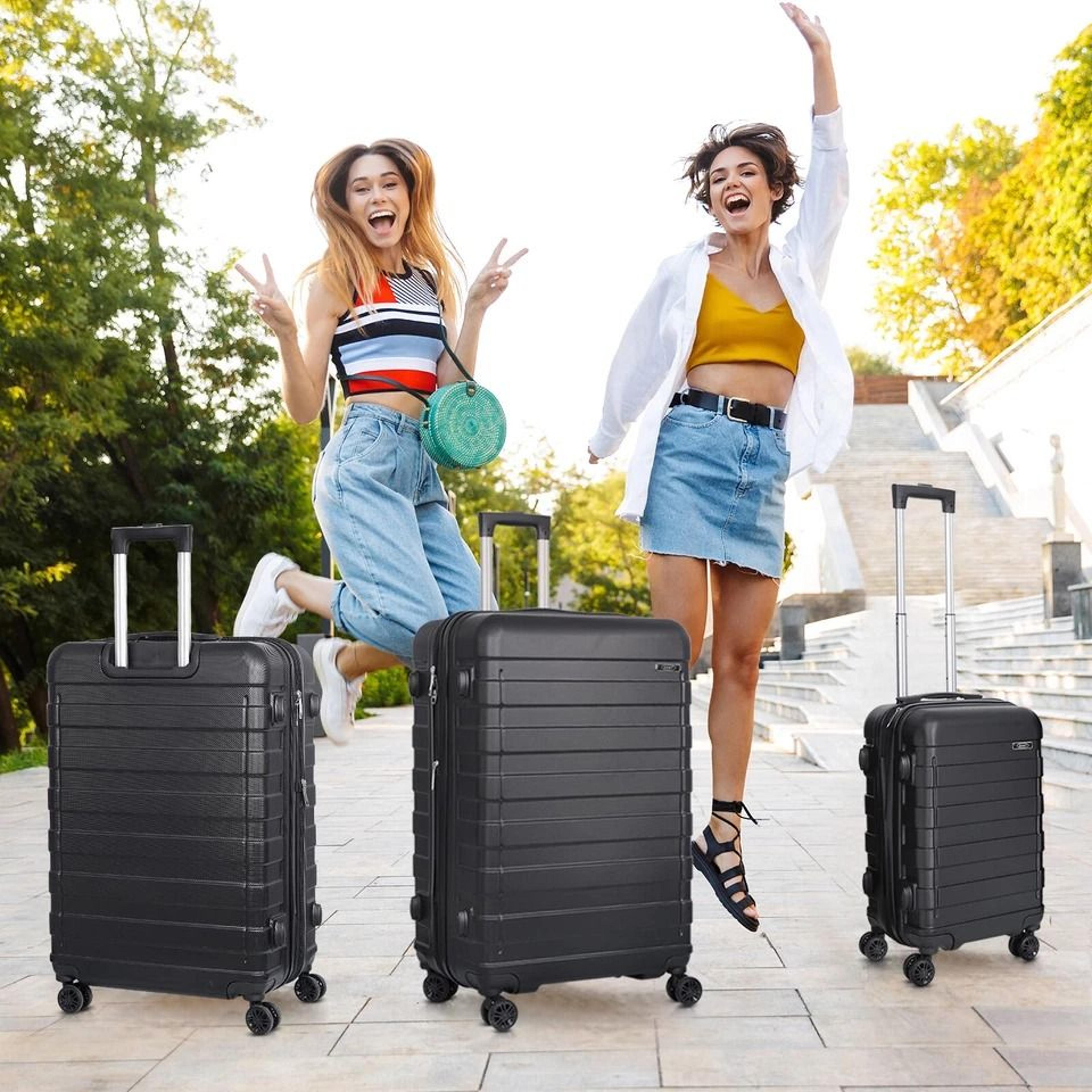 expandable luggage set lightweight spinner hardshell suitcase set