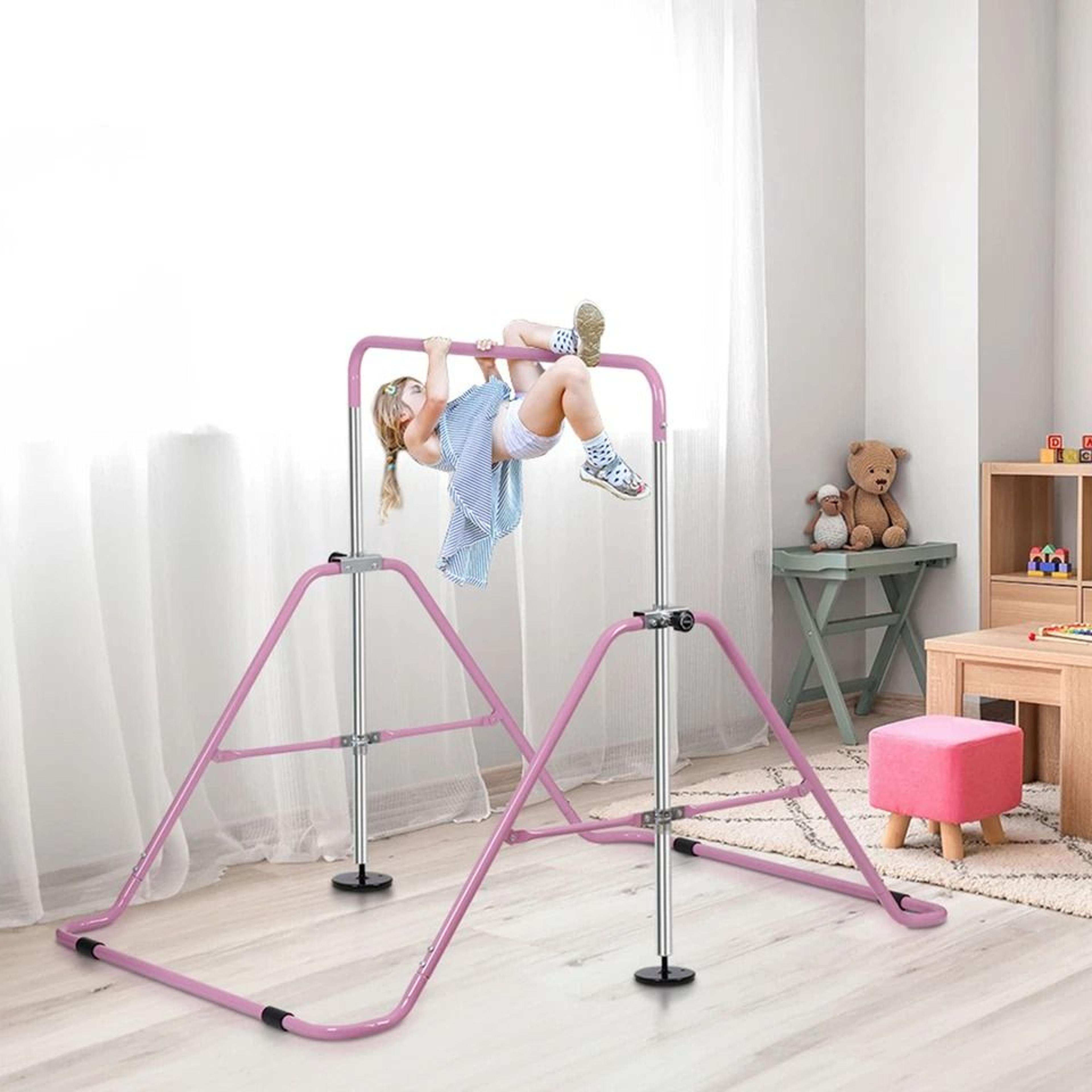 adjustable kids gymnastics bar foldable training kip bar for home fitness and play