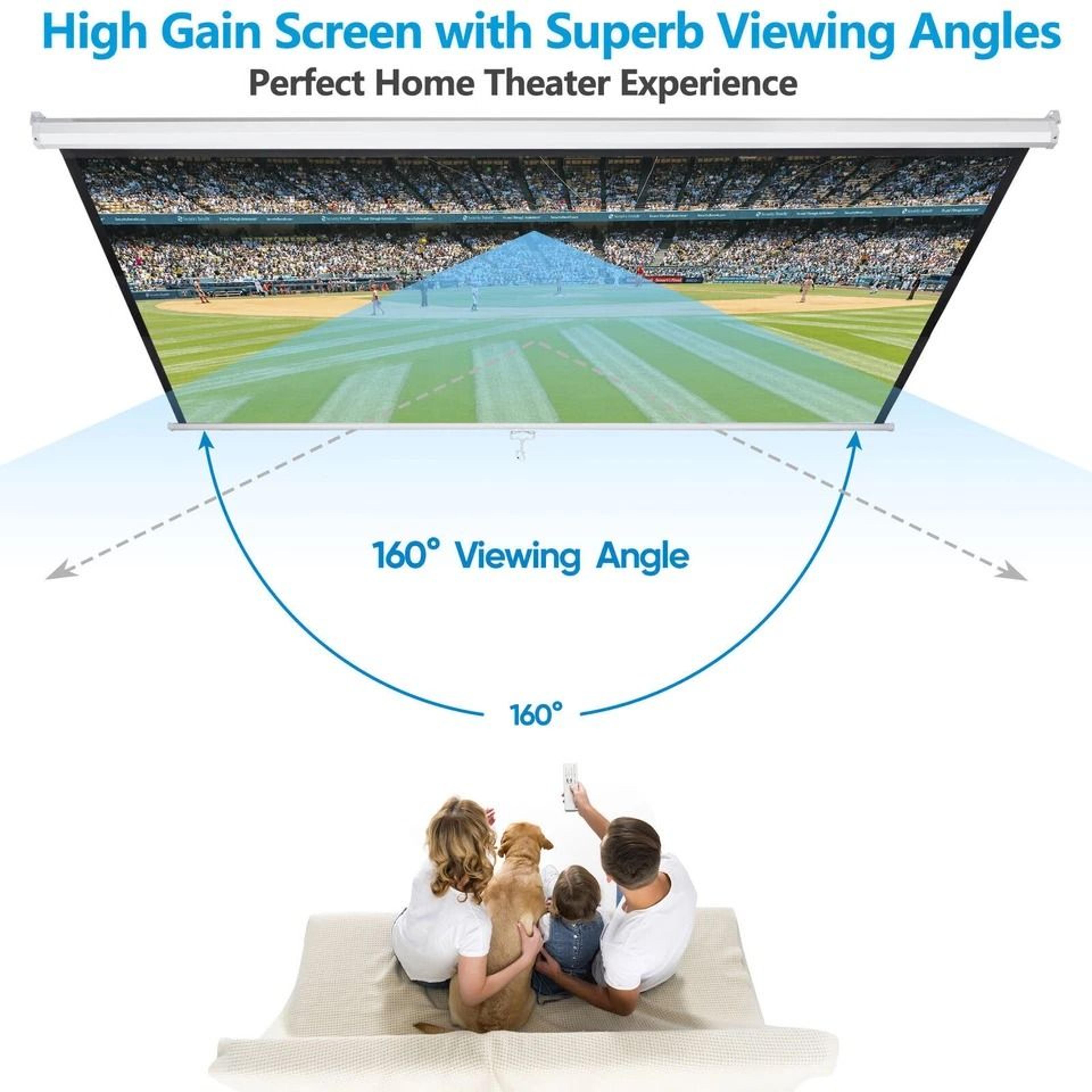 Manual Pull Down Projector Screen For Home Theater HD Movie Projection Screen 6