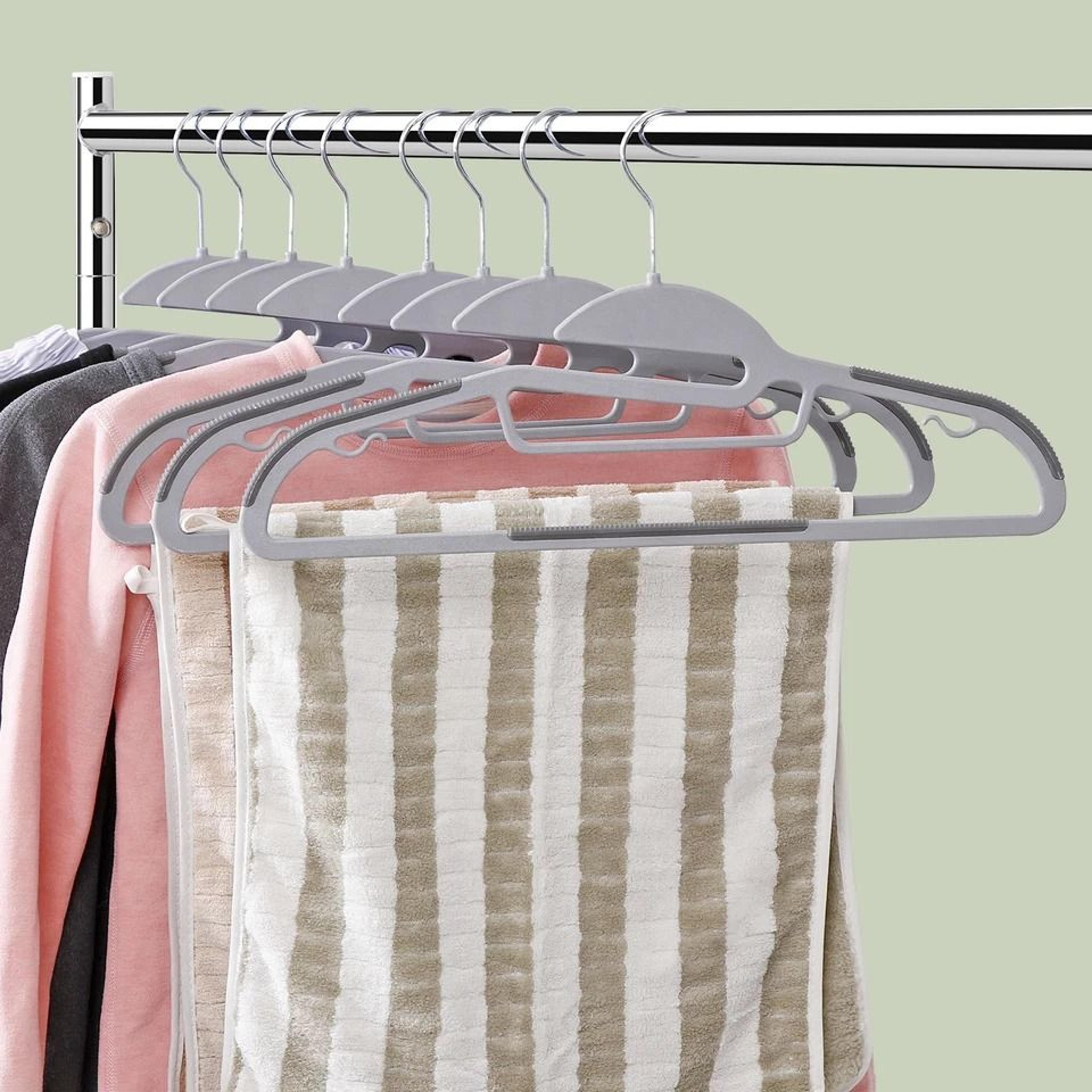 slim non slip space saving clothes hangers gray plastic closet organizer