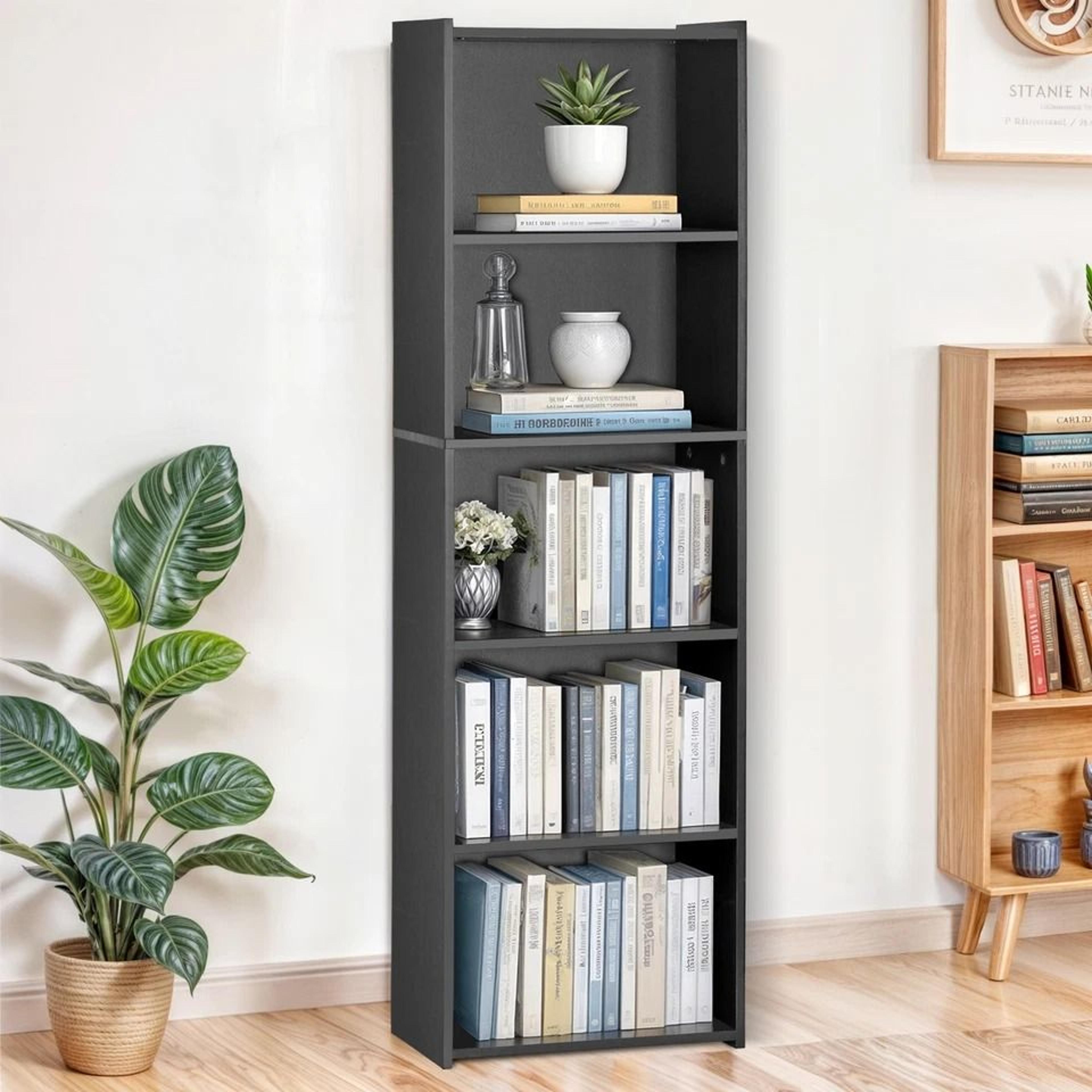 wood bookshelf open display storage organizer for living room & home office